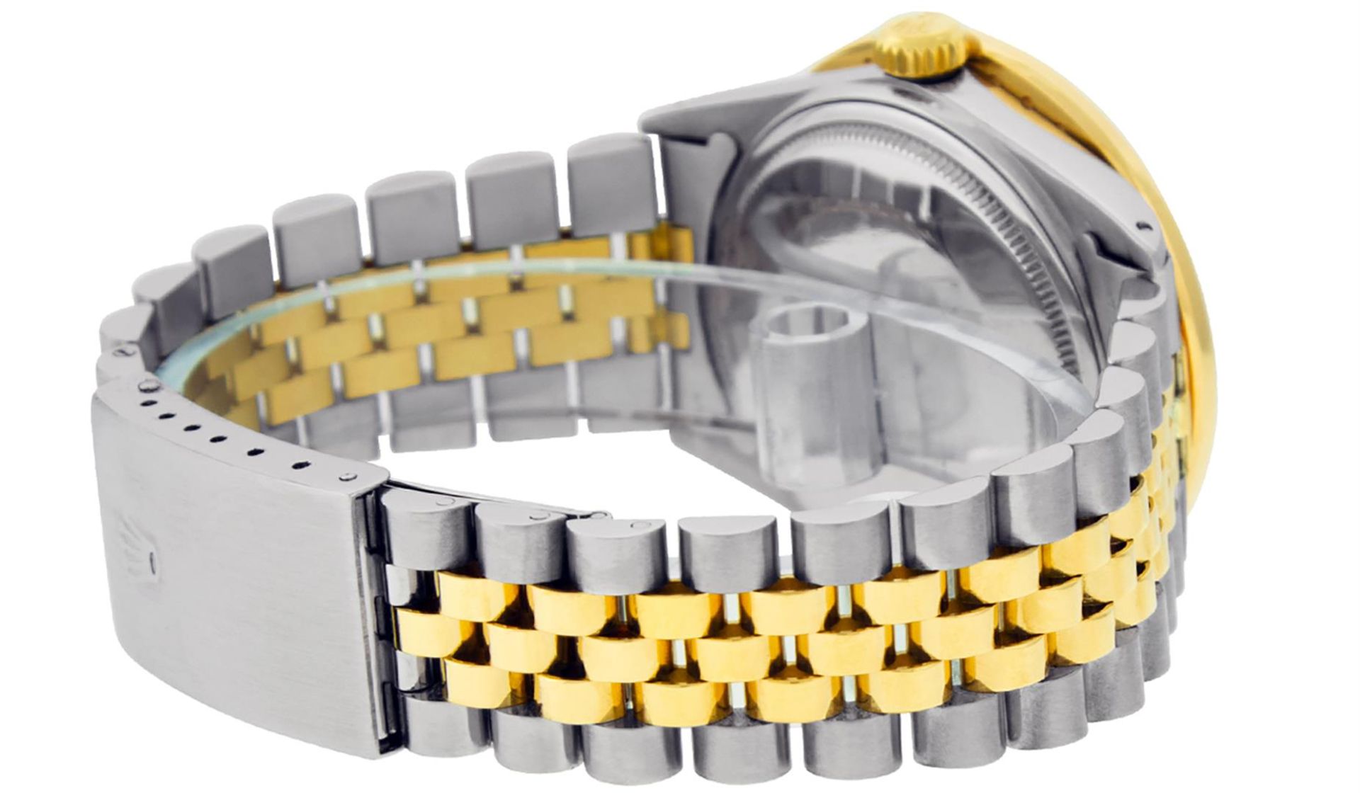 Rolex Mens 2 Tone 18K Black Diamond Oyster Perpetual Datejust Wristwatch 36MM - Image 4 of 9