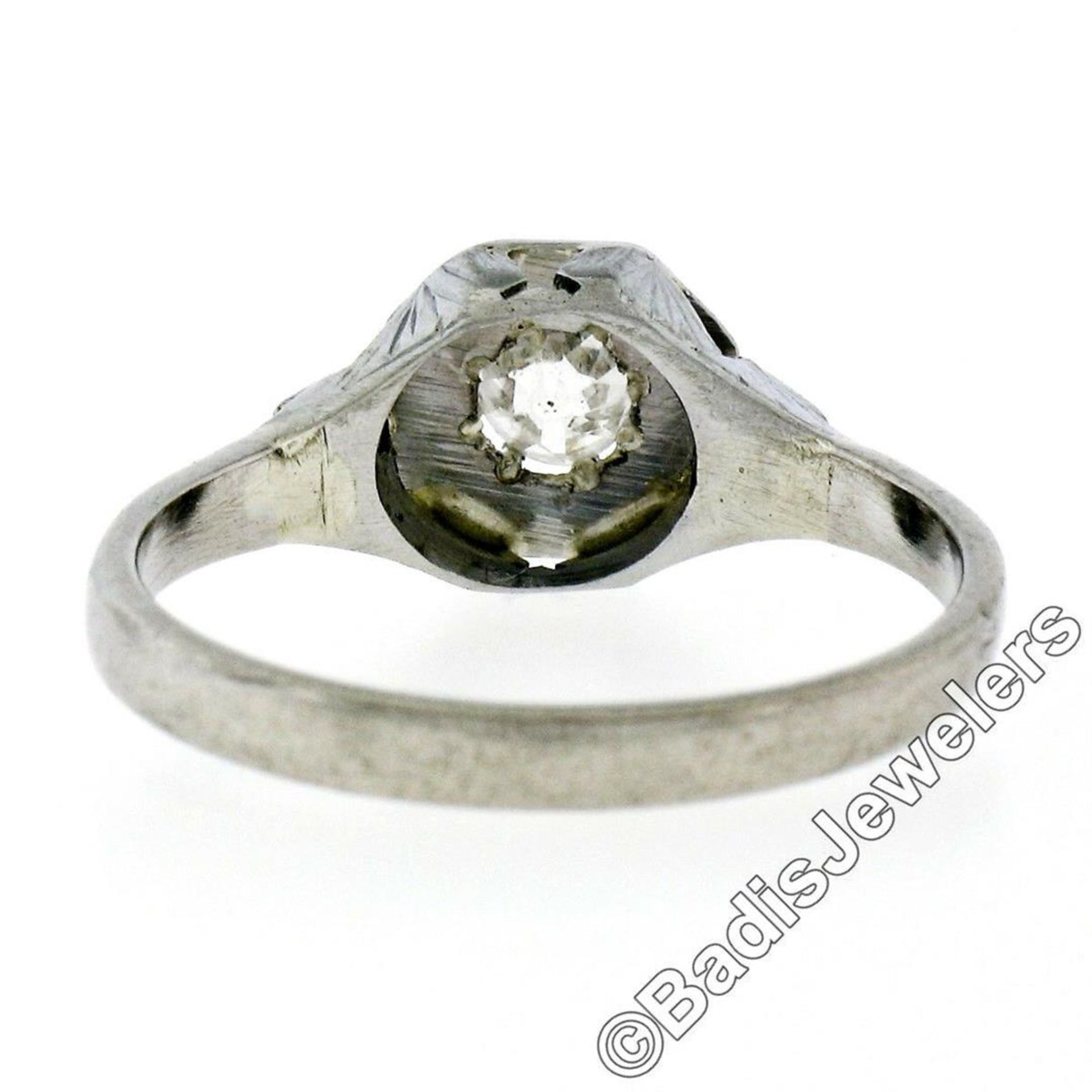 Art Deco 14kt White Gold 0.28 ctw Diamond Solitaire Engagement Ring - Image 7 of 7