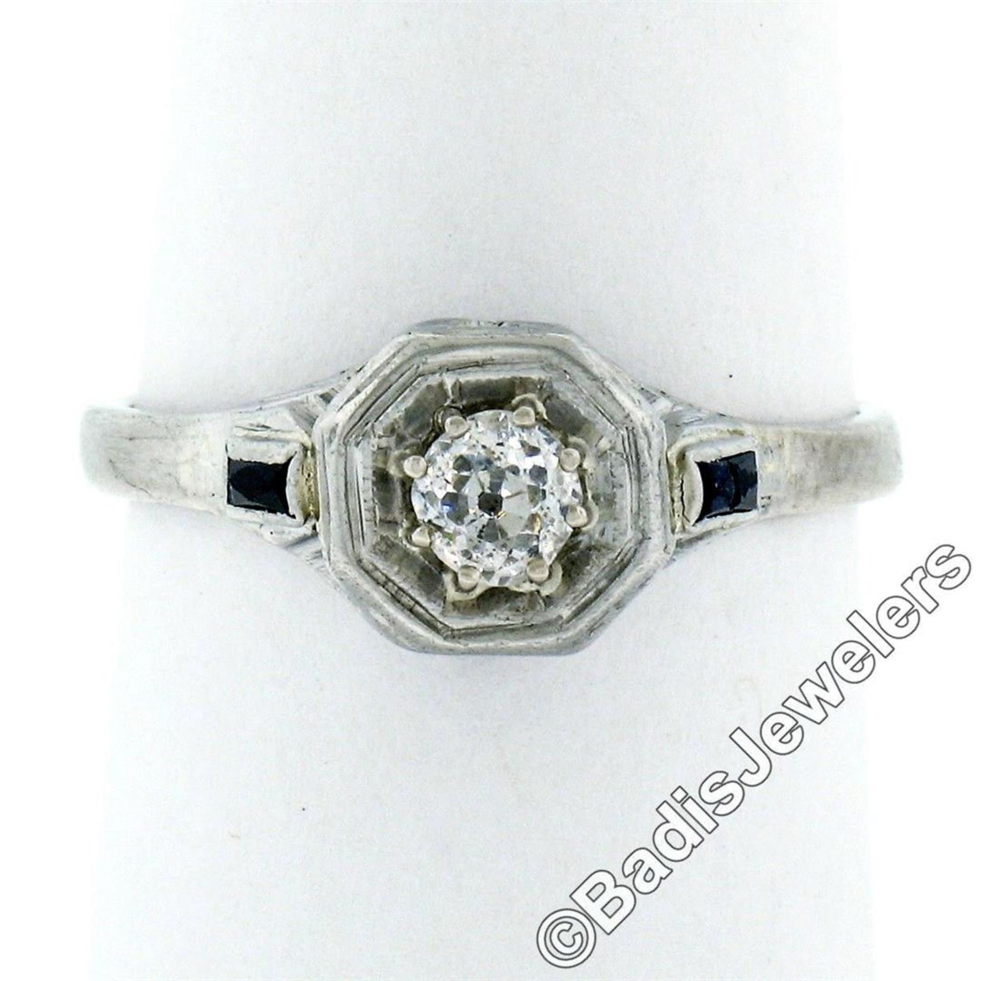 Art Deco 14kt White Gold 0.28 ctw Diamond Solitaire Engagement Ring - Image 4 of 7