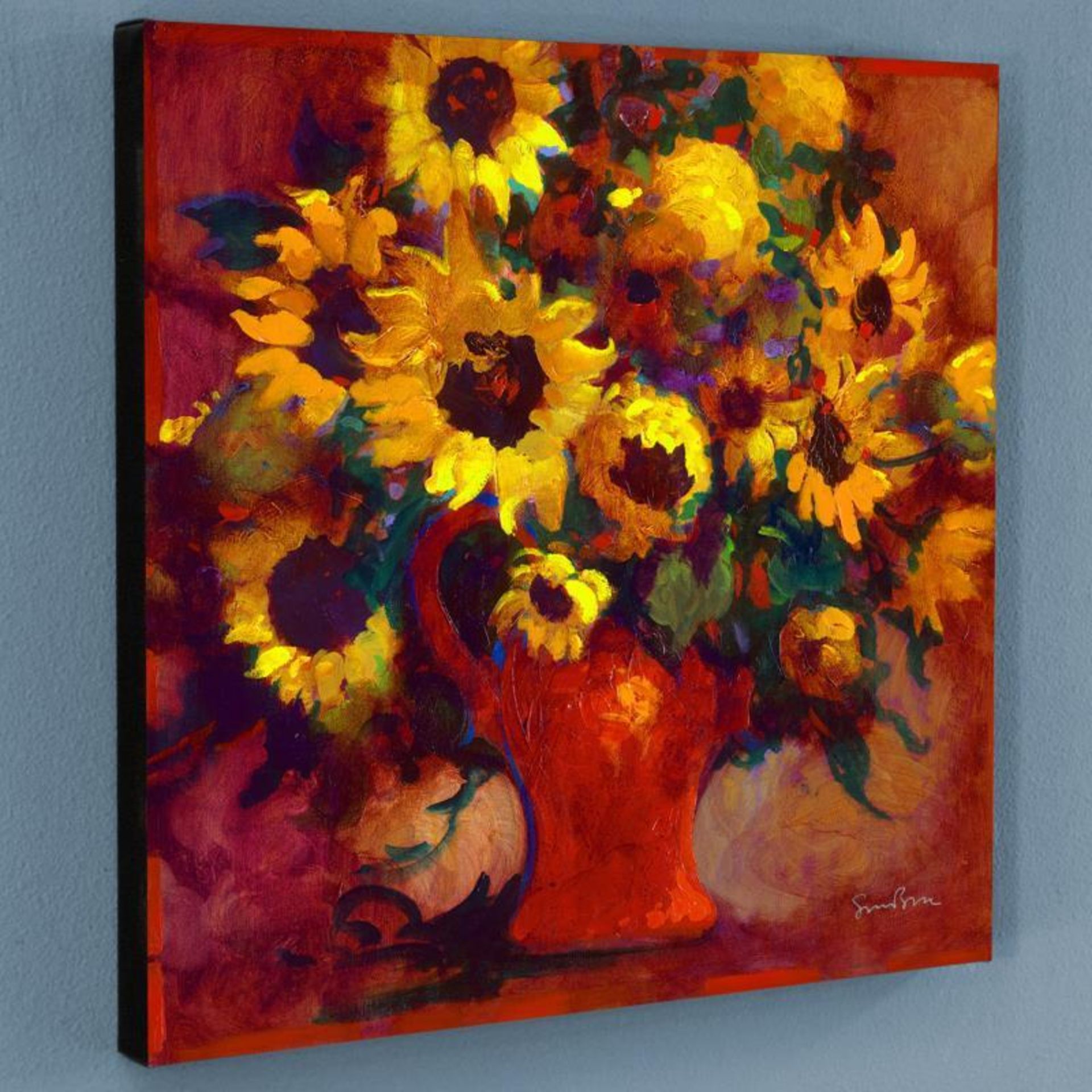 "Sunflowers" Limited Edition Giclee on Canvas by Simon Bull, Numbered and Signed - Image 2 of 2