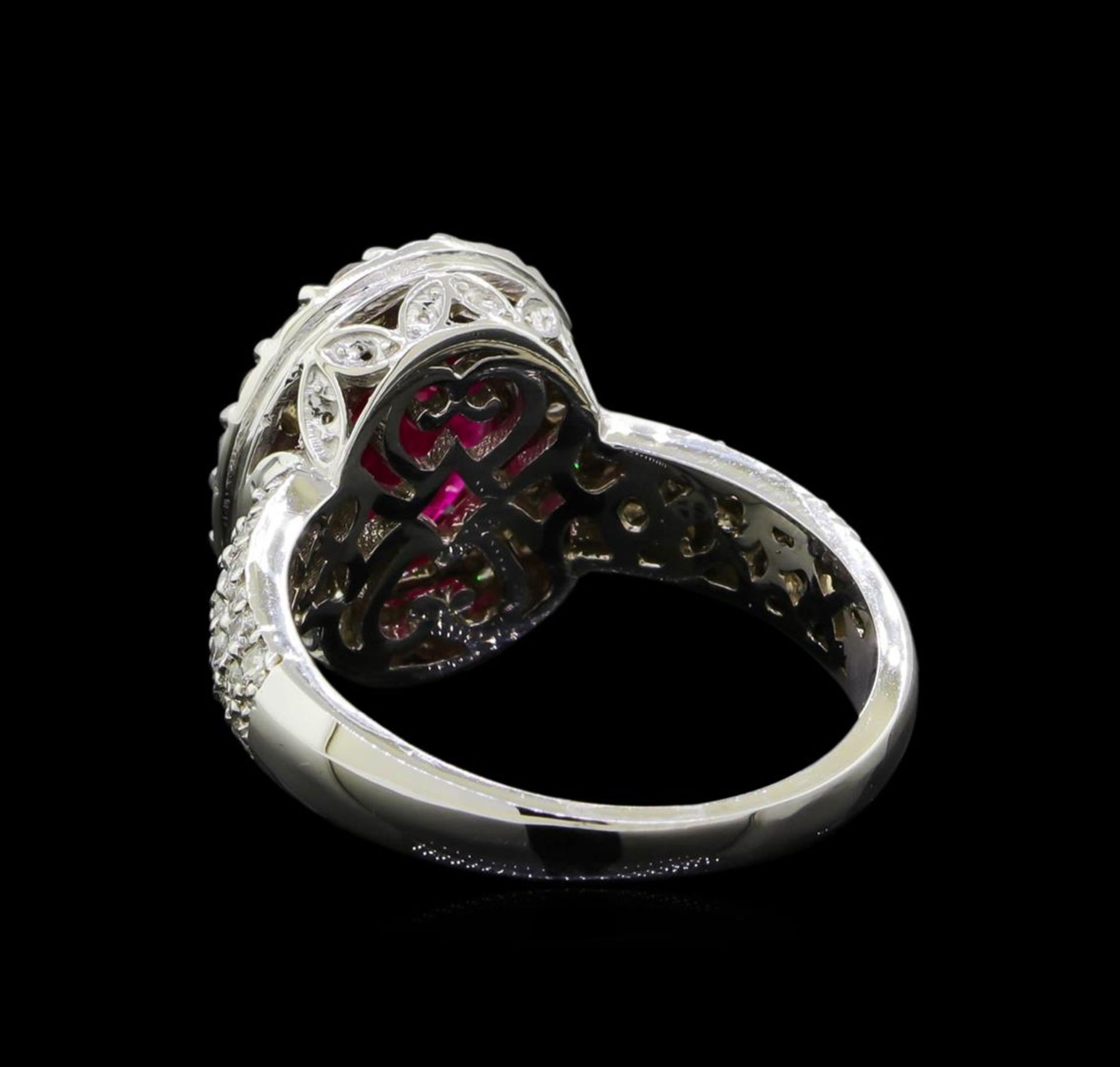 GIA Cert 3.24 ctw Ruby and Diamond Ring - 14KT White Gold - Image 3 of 6