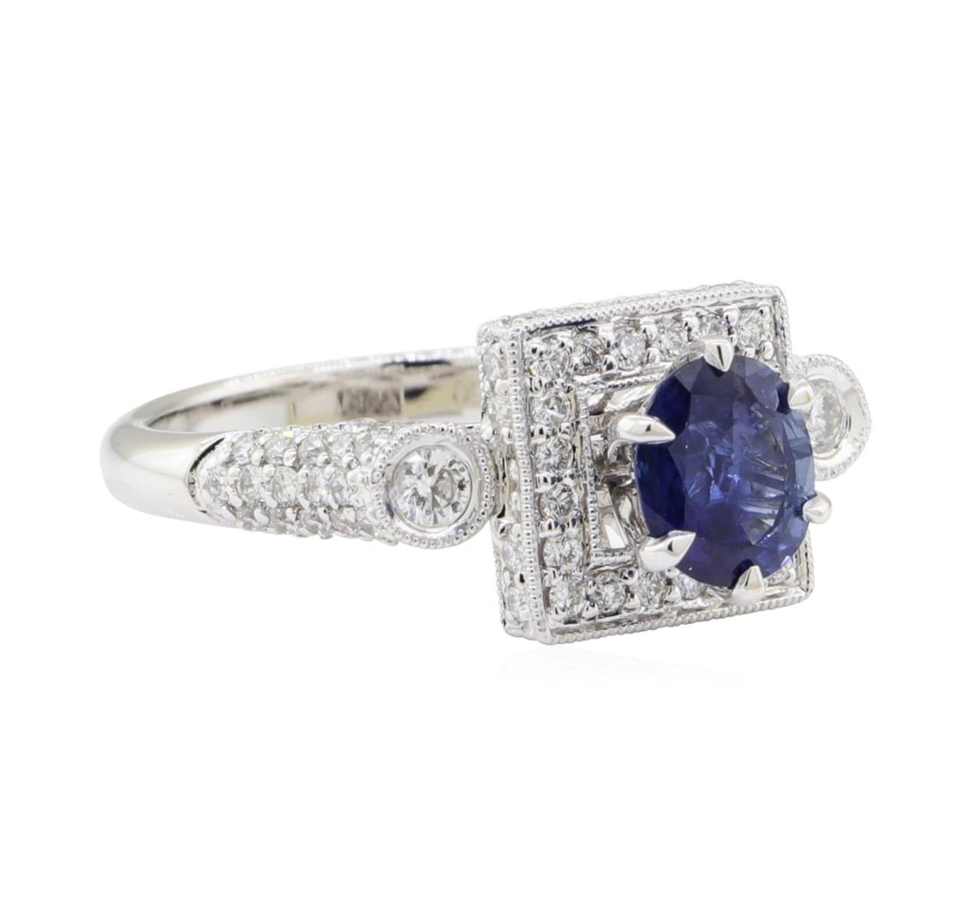 2.09 ctw Sapphire and Diamond Ring - 18KT White Gold