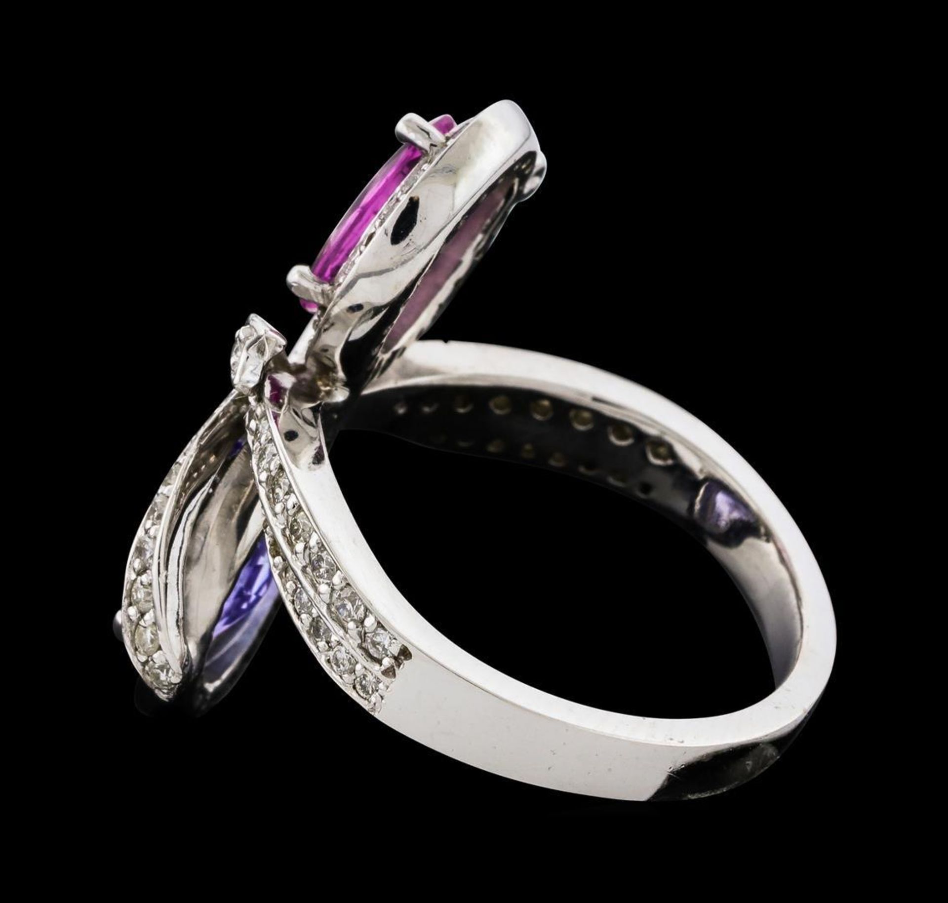 2.55 ctw Tanzanite, Pink Sapphire, and Diamond Ring - 14KT White Gold - Image 3 of 6