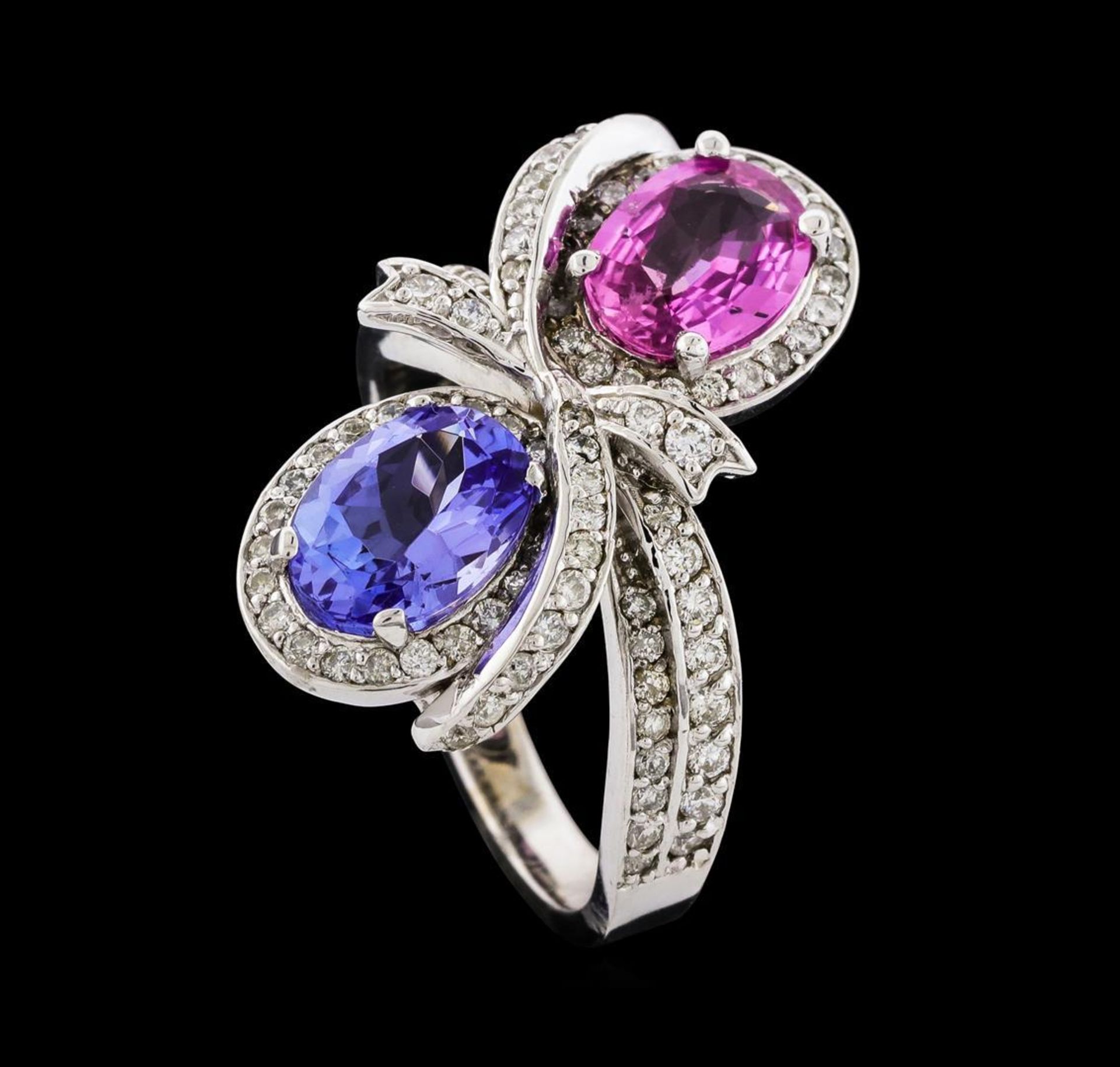 2.55 ctw Tanzanite, Pink Sapphire, and Diamond Ring - 14KT White Gold - Image 4 of 6