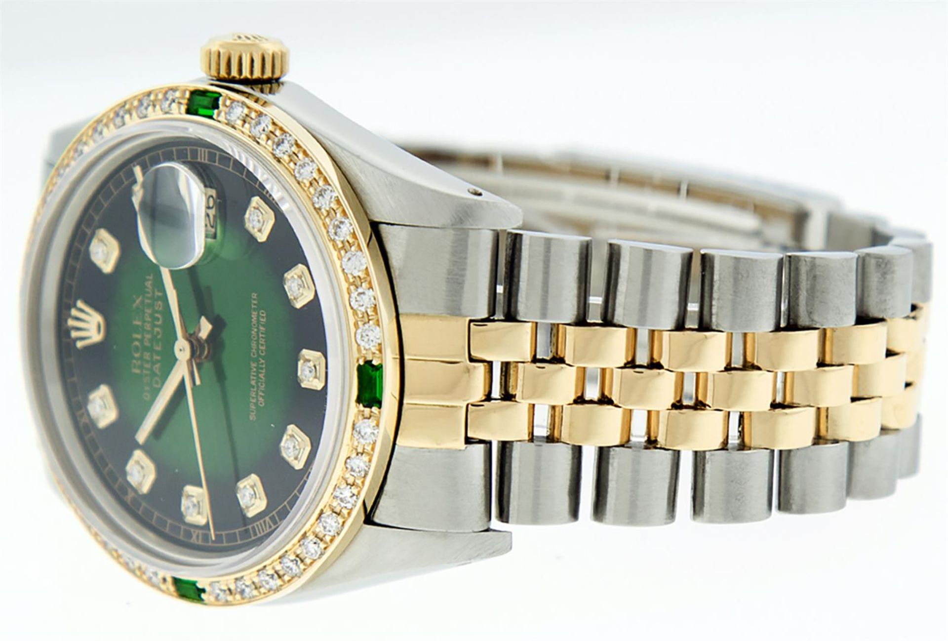 Rolex Mens 2 Tone Green Vignette VS Diamond 36MM Datejust Wristwatch - Image 7 of 9