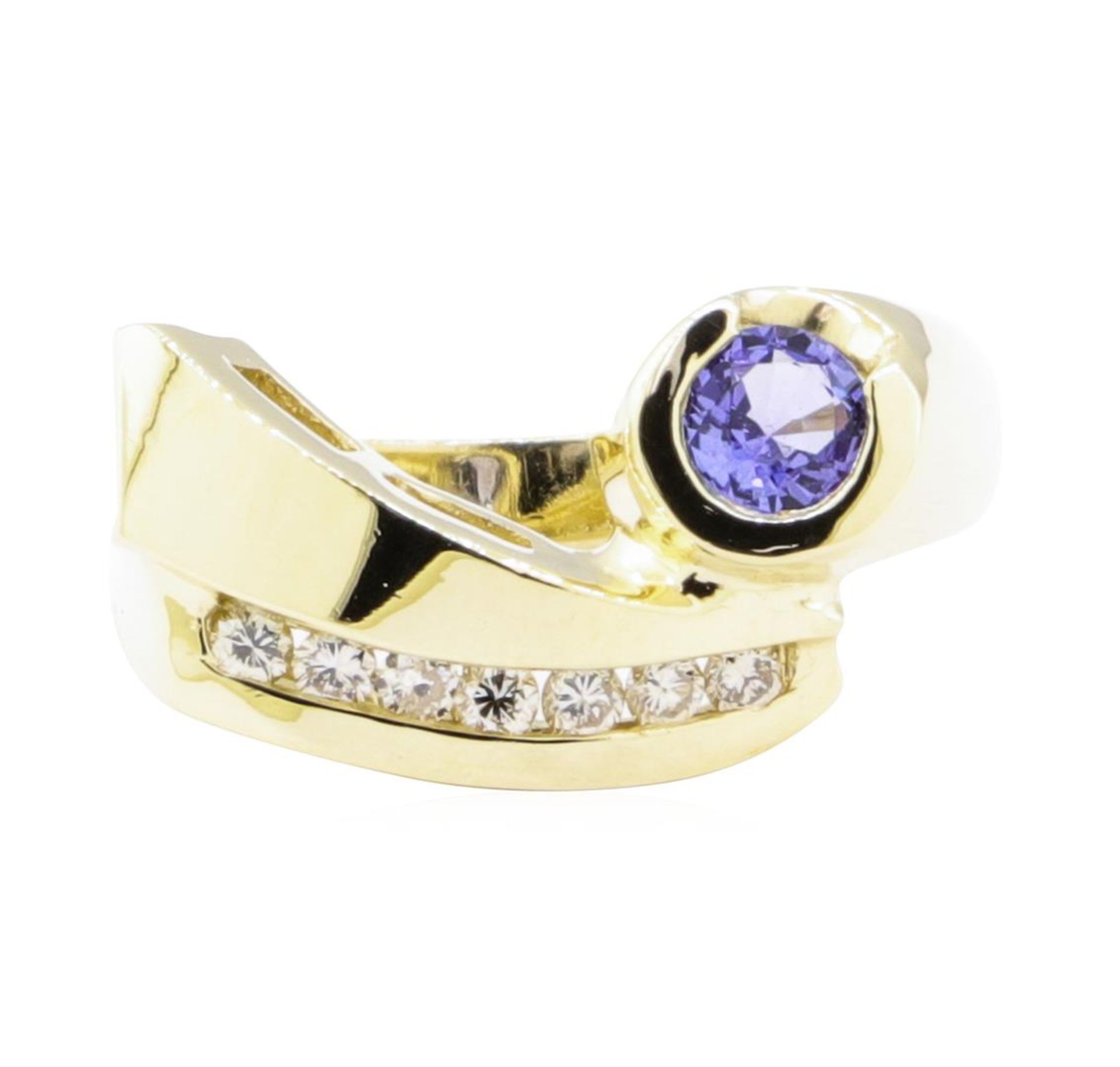 0.55 ctw Blue Sapphire and Diamond Ring - 14KT Yellow Gold - Image 2 of 4