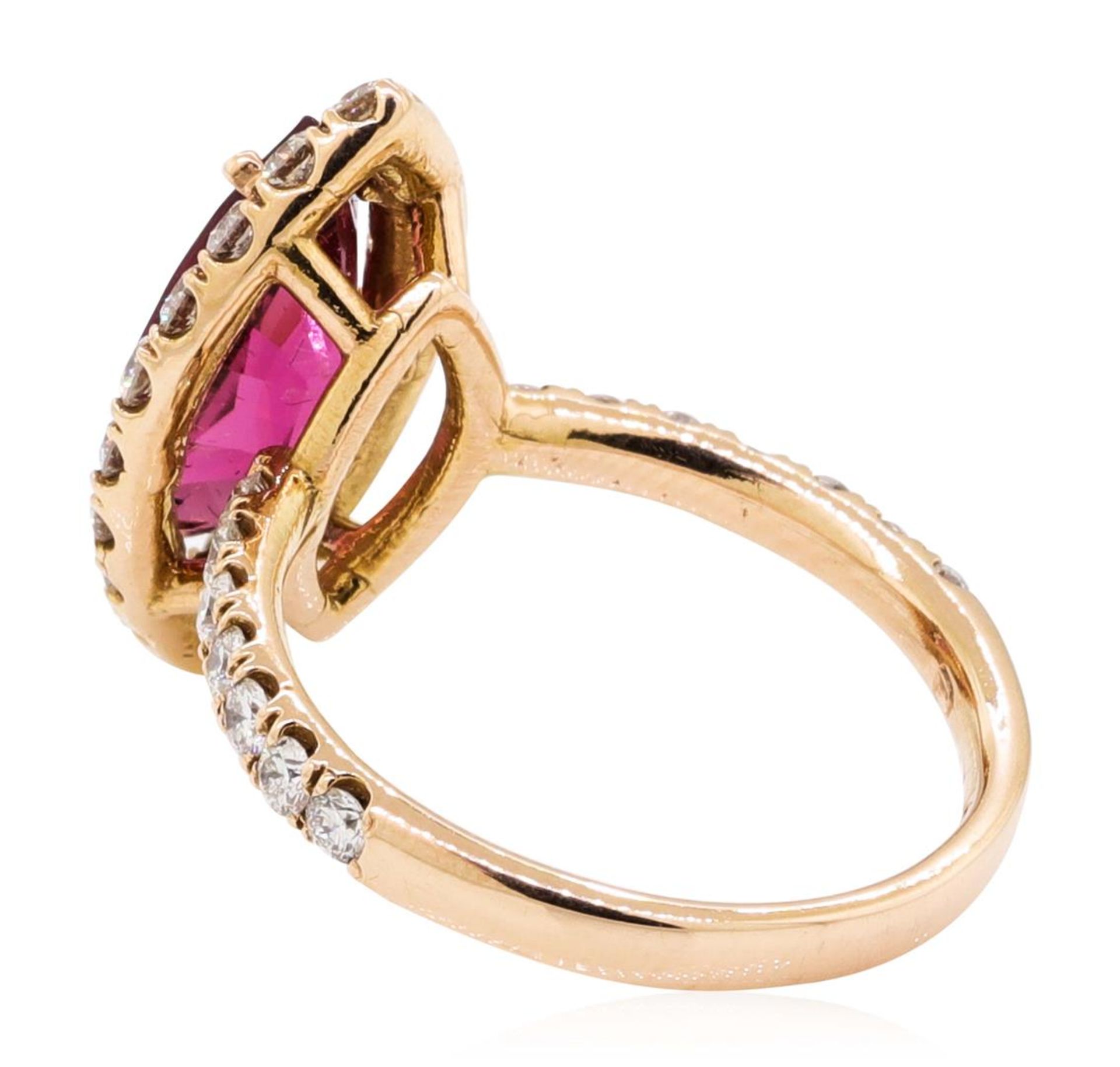 2.99 ctw Marquise Brilliant Rubellite And Round Brilliant Cut Diamond Ring - 14K - Image 3 of 5