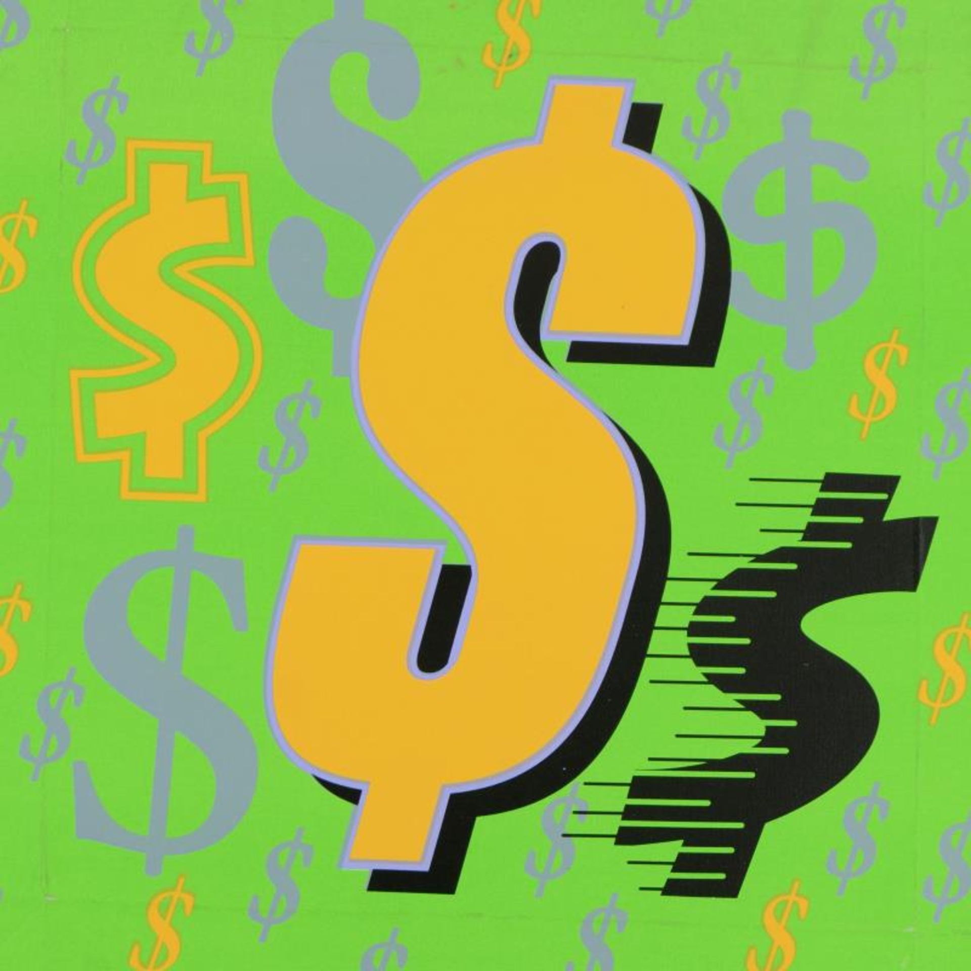Dollar Signs (Green Italic) by Steve Kaufman (1960-2010) - Image 2 of 3