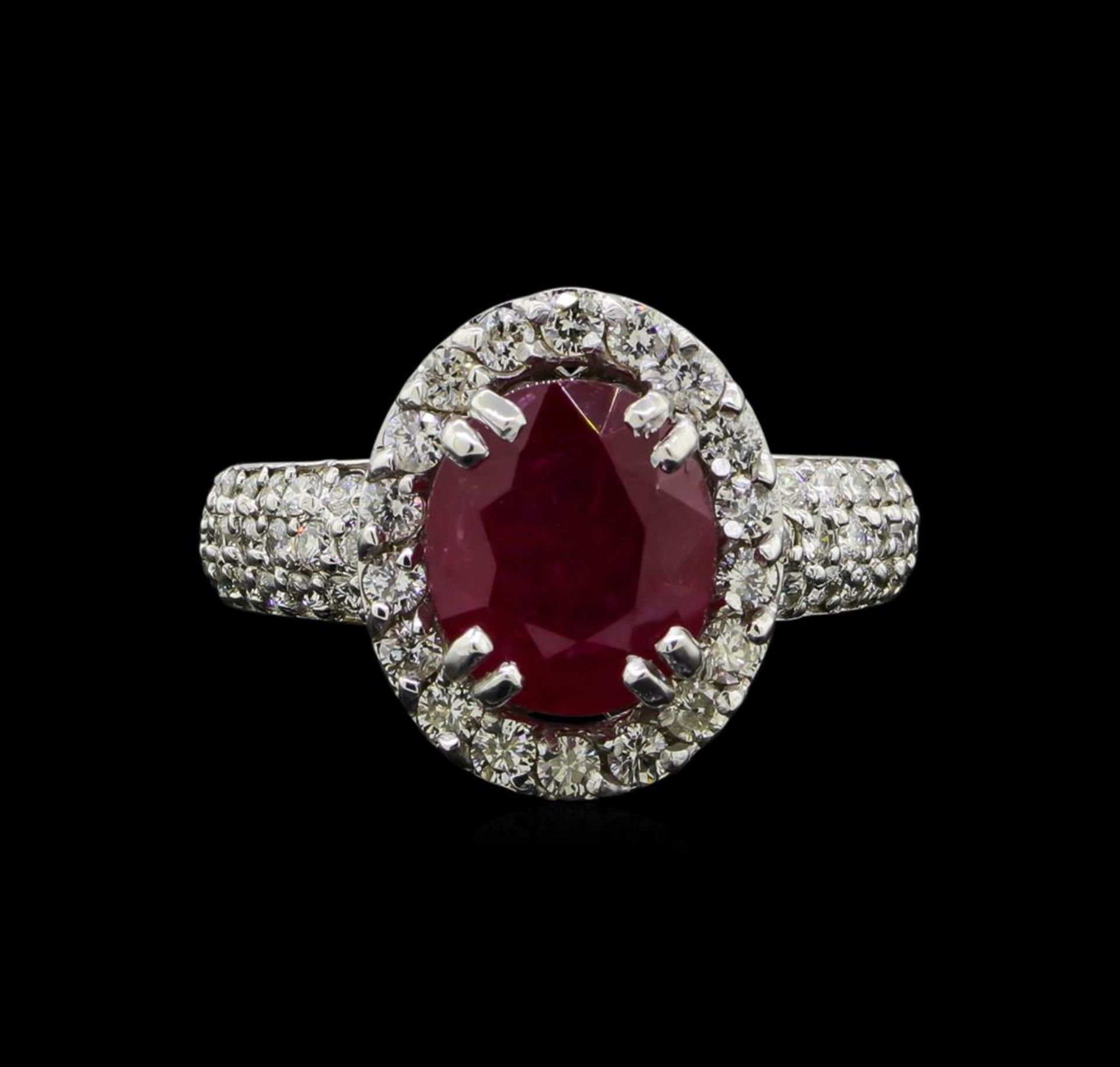 GIA Cert 3.24 ctw Ruby and Diamond Ring - 14KT White Gold - Image 2 of 6