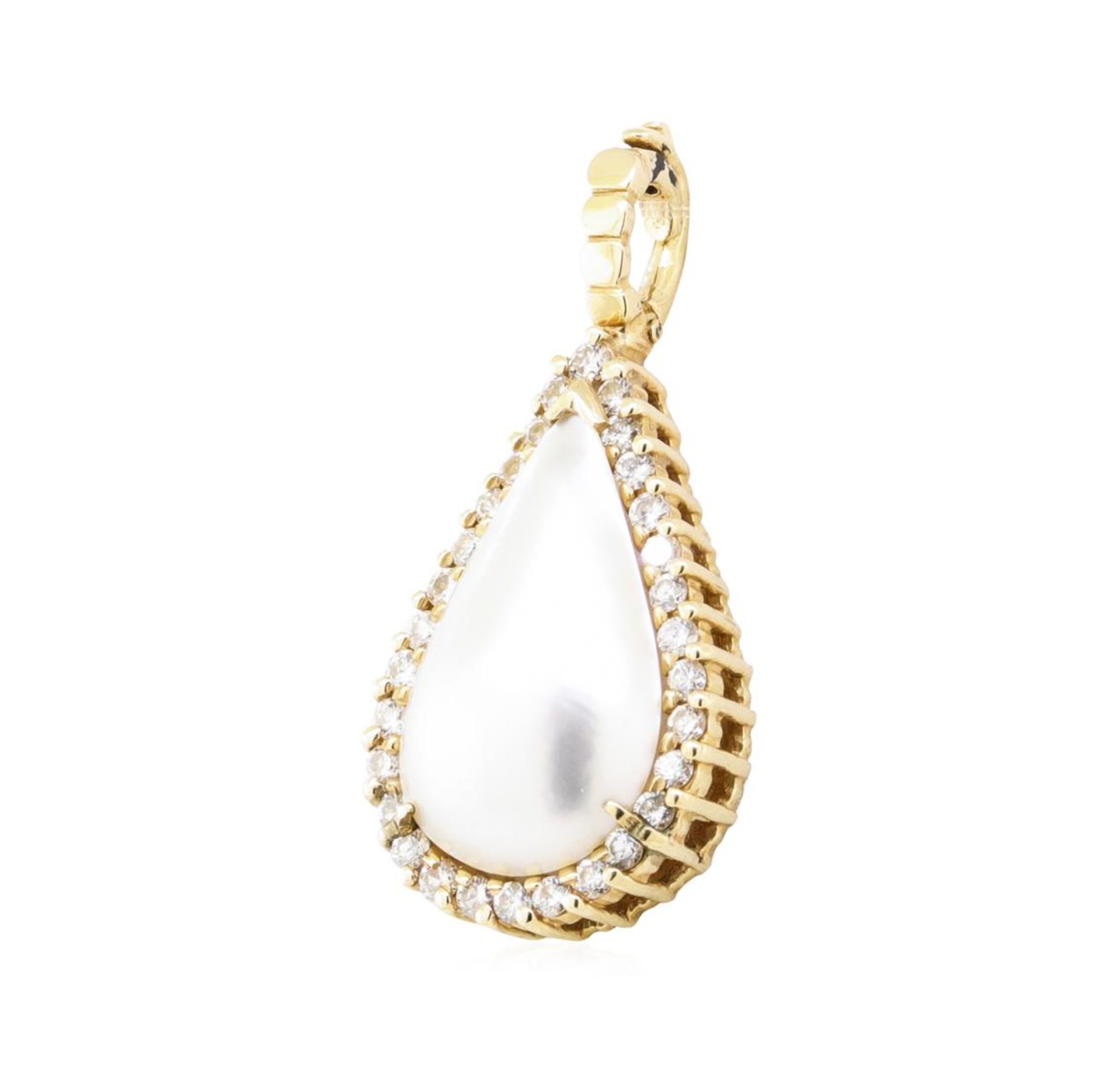 0.80 ctw Diamond and Mother of Pearl Pearl Enhancer - 14KT Yellow Gold - Image 2 of 3