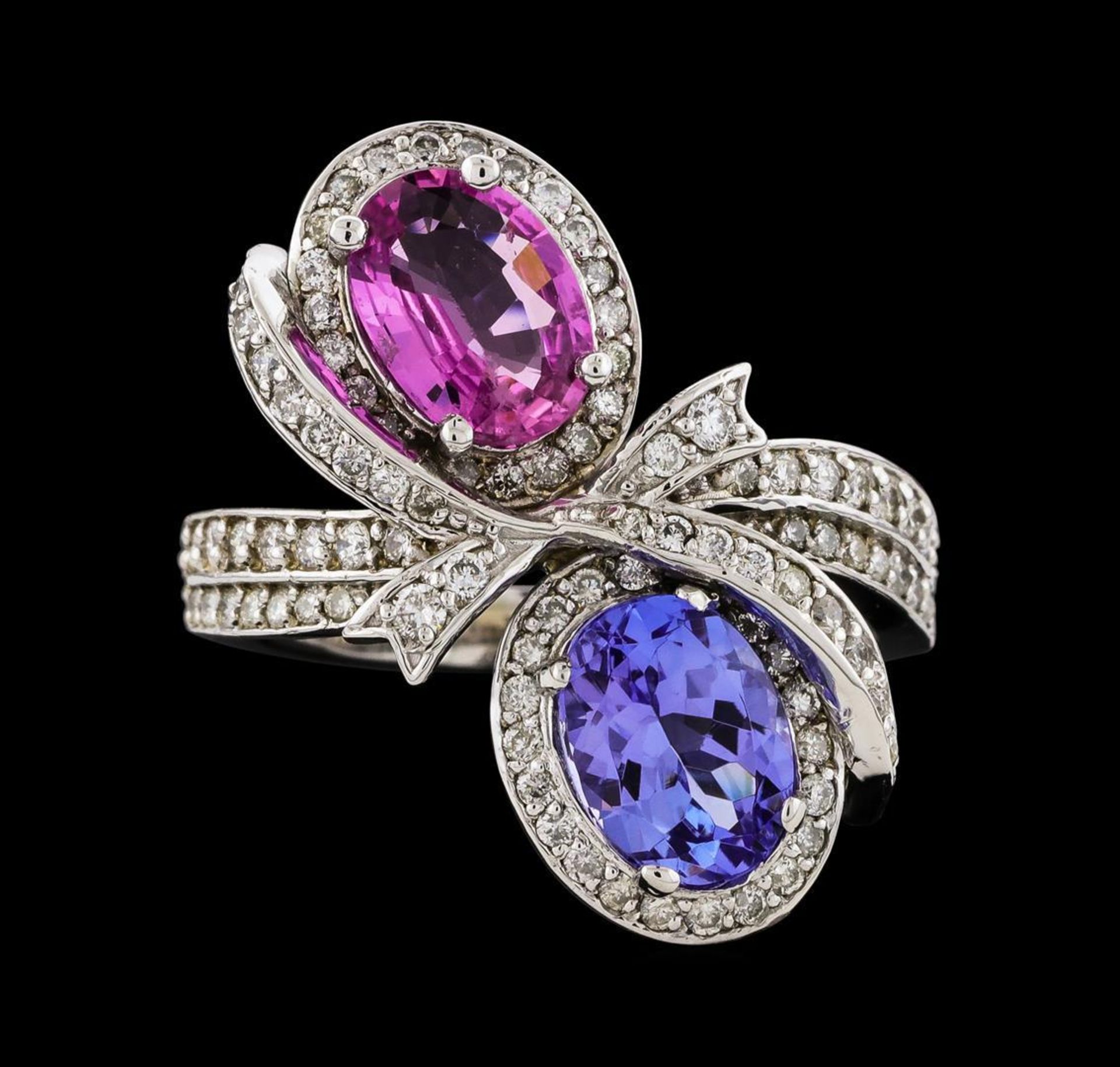 2.55 ctw Tanzanite, Pink Sapphire, and Diamond Ring - 14KT White Gold - Image 2 of 6