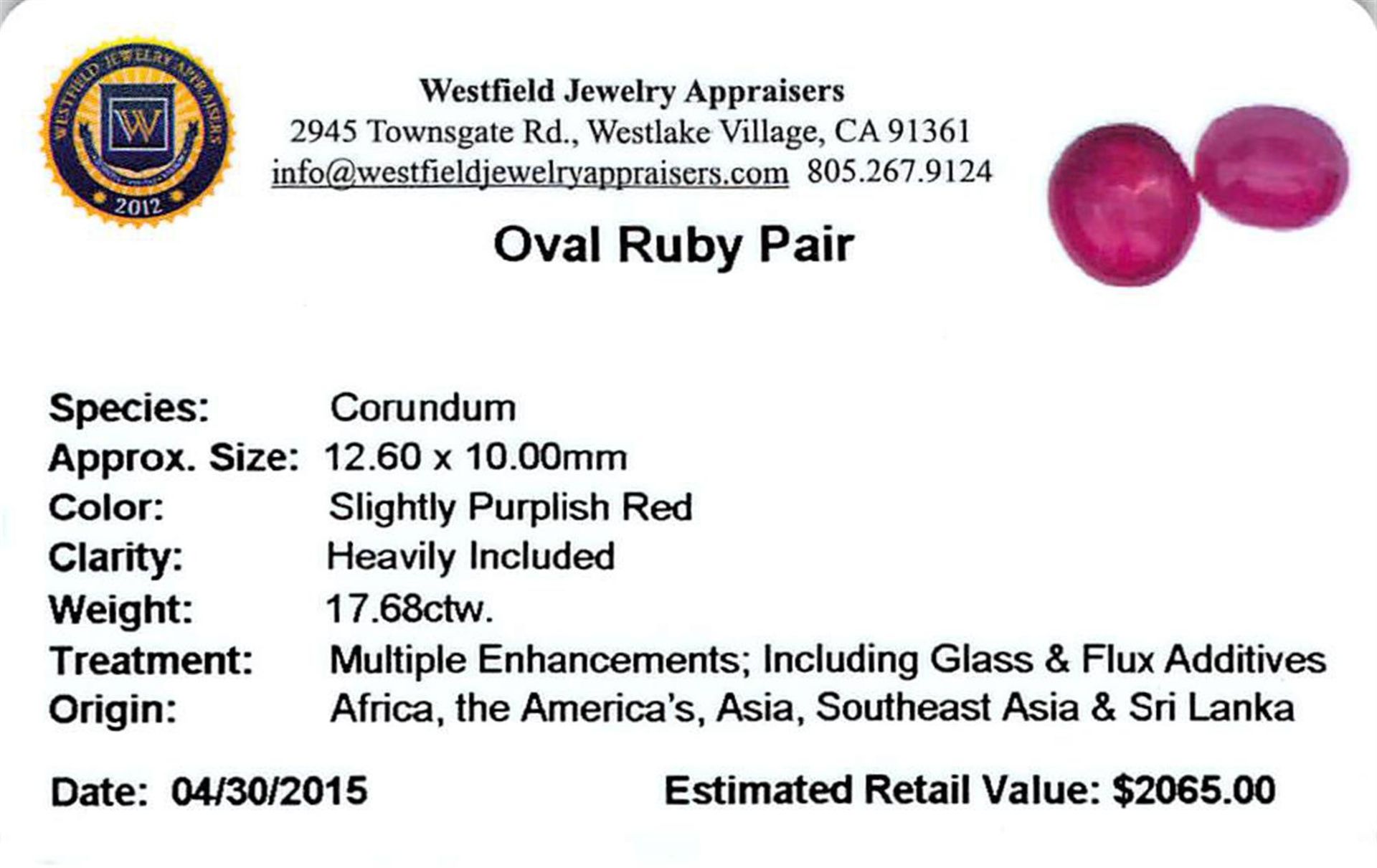 17.68 ctw Oval Mixed Ruby Parcel - Image 2 of 2