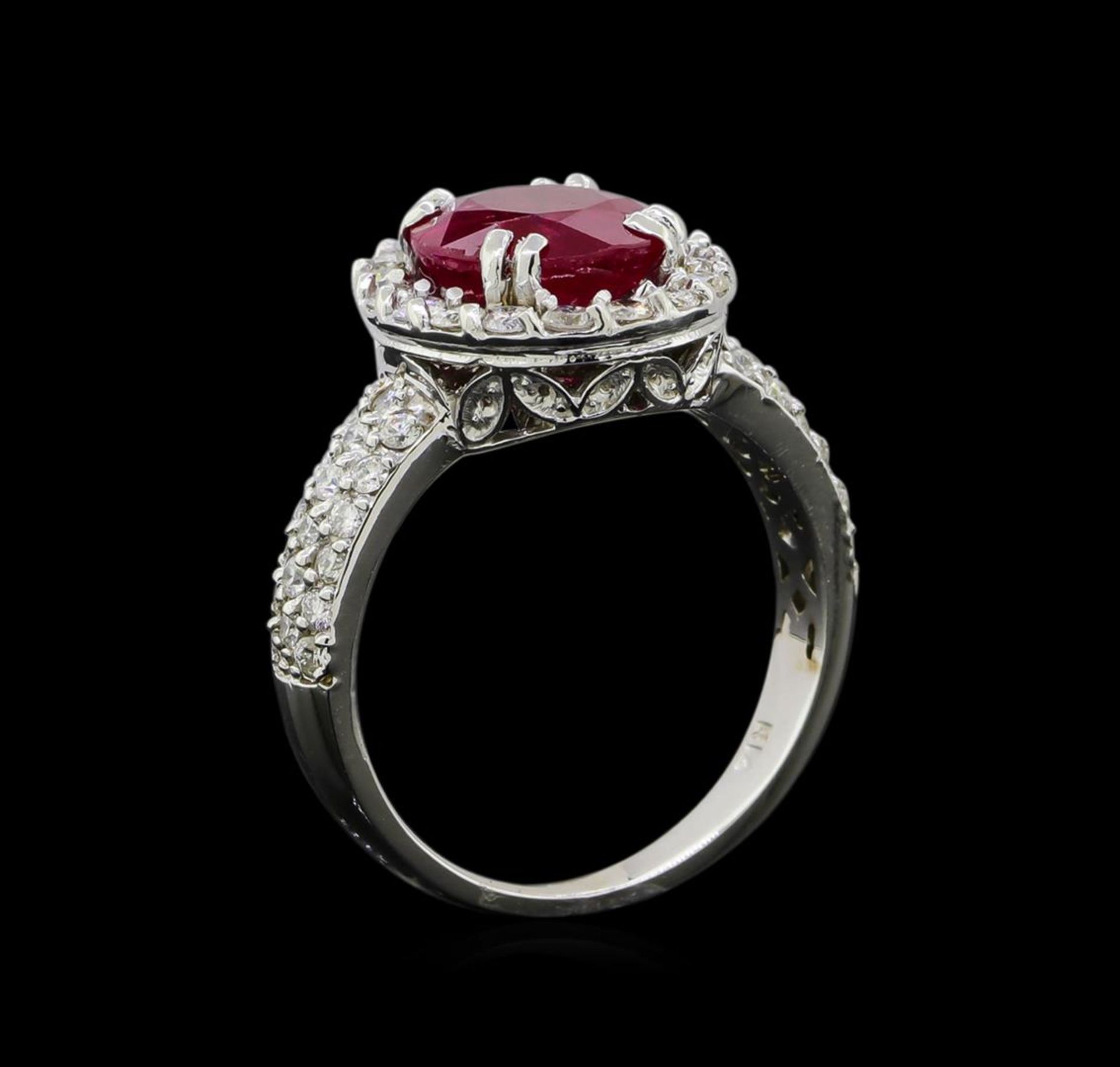 GIA Cert 3.24 ctw Ruby and Diamond Ring - 14KT White Gold - Image 4 of 6