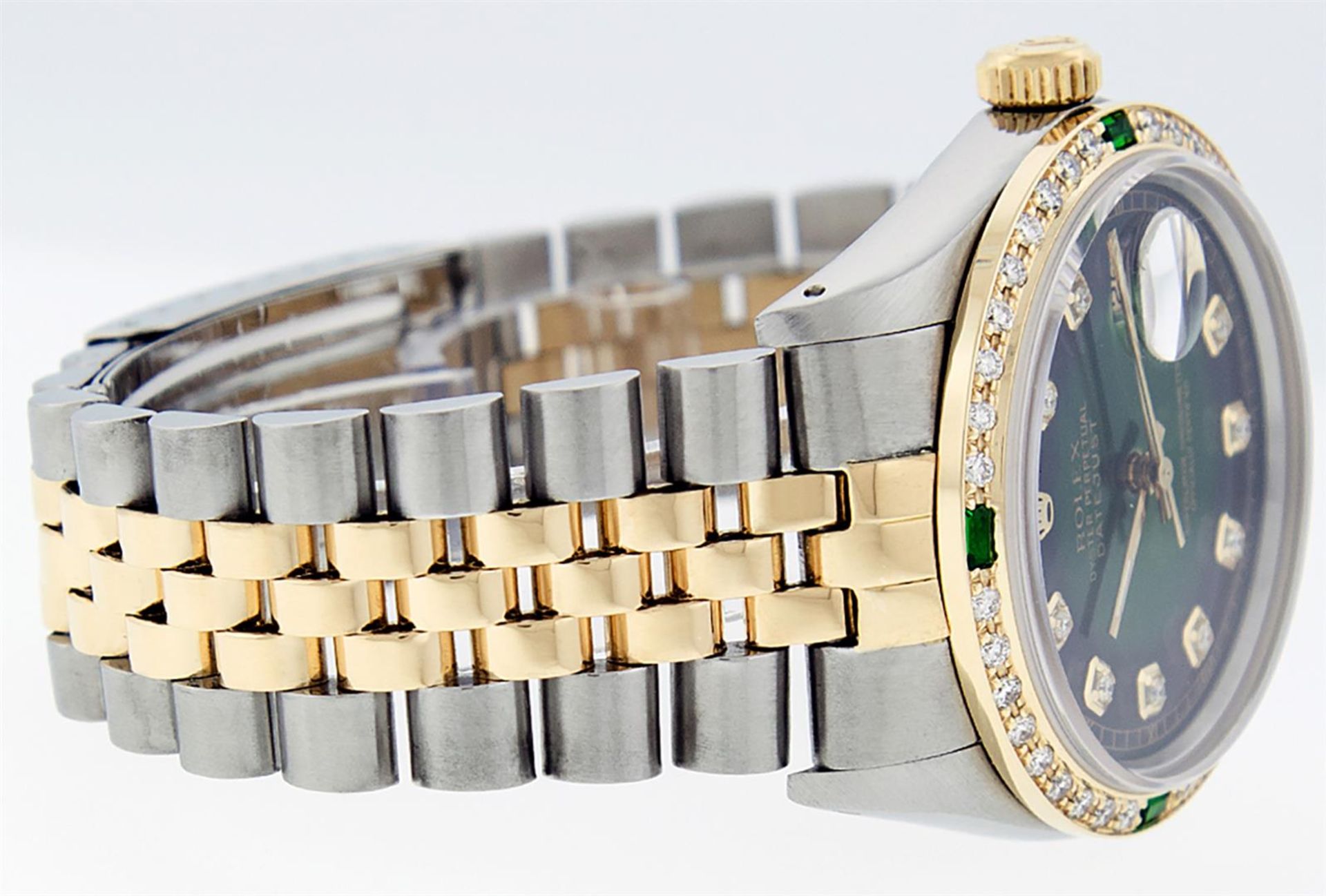 Rolex Mens 2 Tone Green Vignette VS Diamond 36MM Datejust Wristwatch - Image 3 of 9