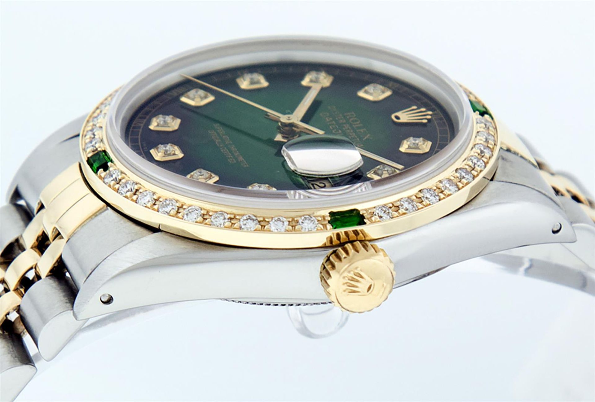 Rolex Mens 2 Tone Green Vignette VS Diamond 36MM Datejust Wristwatch - Image 8 of 9
