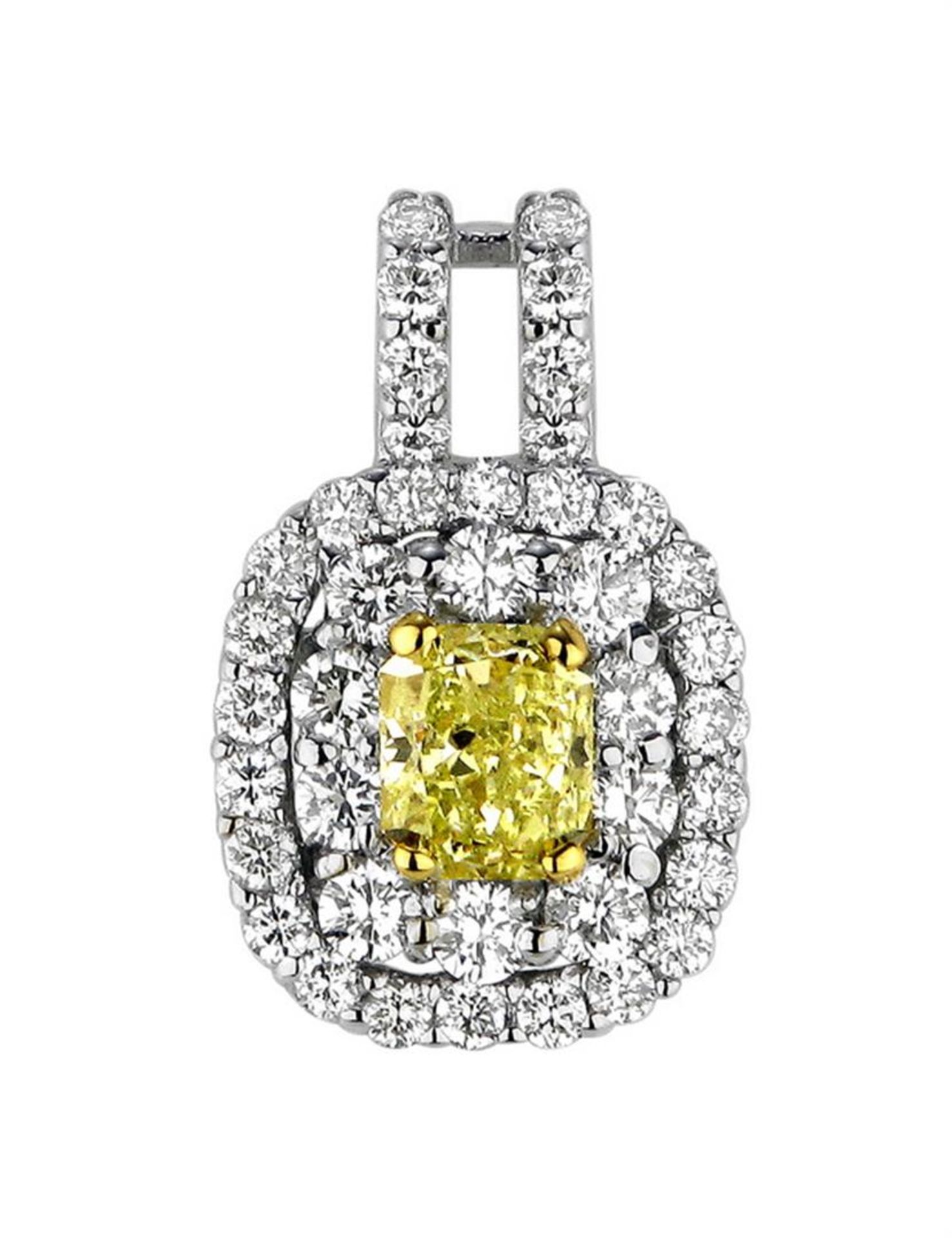 18k Two Tone Gold 1.13CTW Diamond Pendant, (VS1-SI1/VS1 /G-H/Nat-yel)