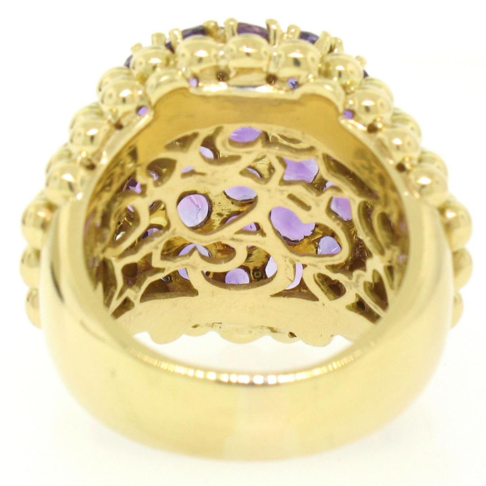 18K Yellow Gold 7.50 ctw Round Amethyst Domed Popcorn Cluster Ring - Image 5 of 6