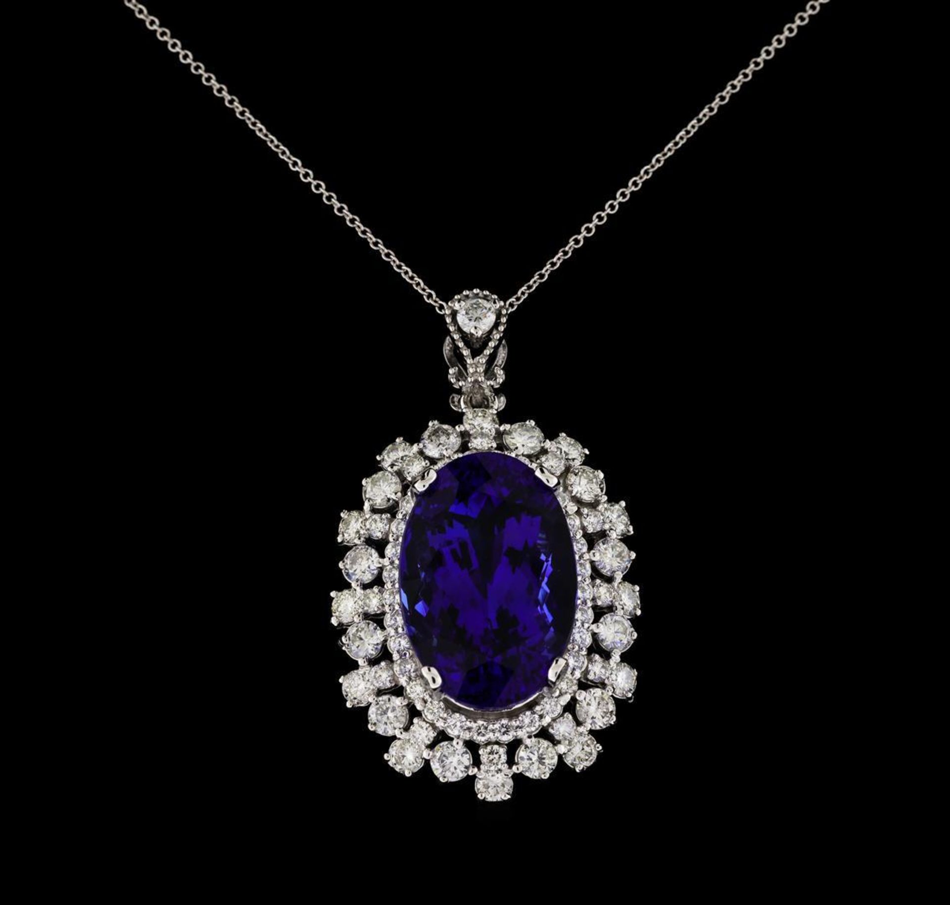 20.96 ctw Tanzanite and Diamond Pendant With Chain - 14KT White Gold - Image 2 of 4