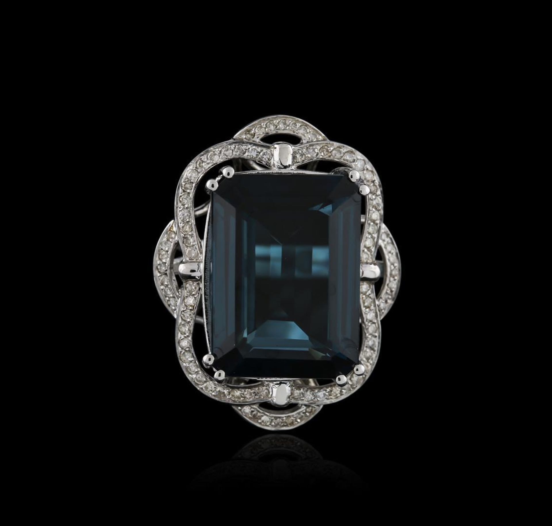 14KT White Gold 32.69 ctw Topaz and Diamond Ring - Image 2 of 3