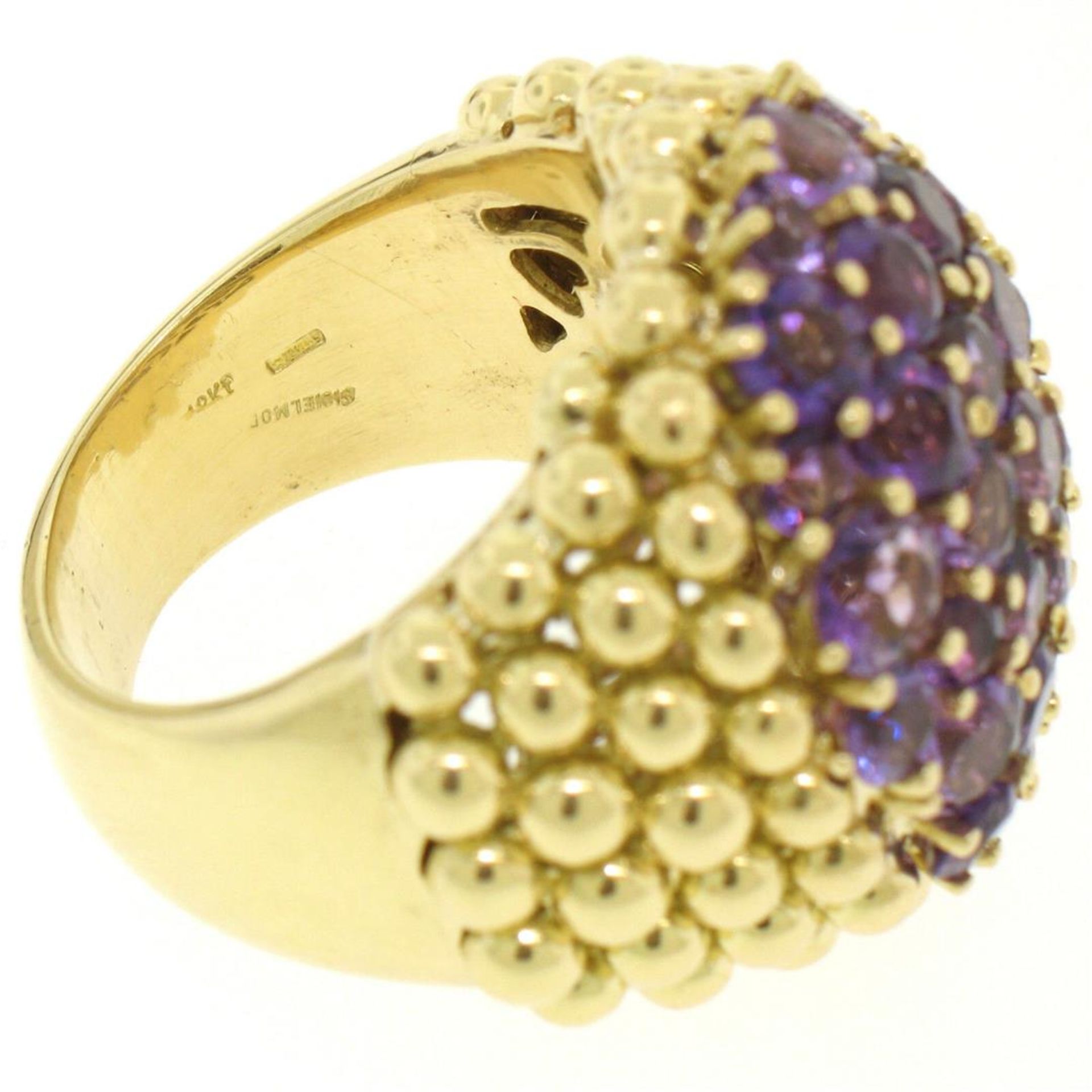 18K Yellow Gold 7.50 ctw Round Amethyst Domed Popcorn Cluster Ring - Image 6 of 6