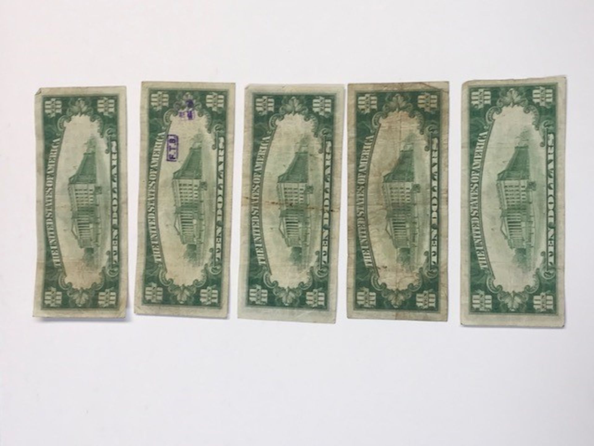 Lot (5) 1929 $10 San Francisco CA National Currency Notes - Charter 1741 - Image 3 of 3