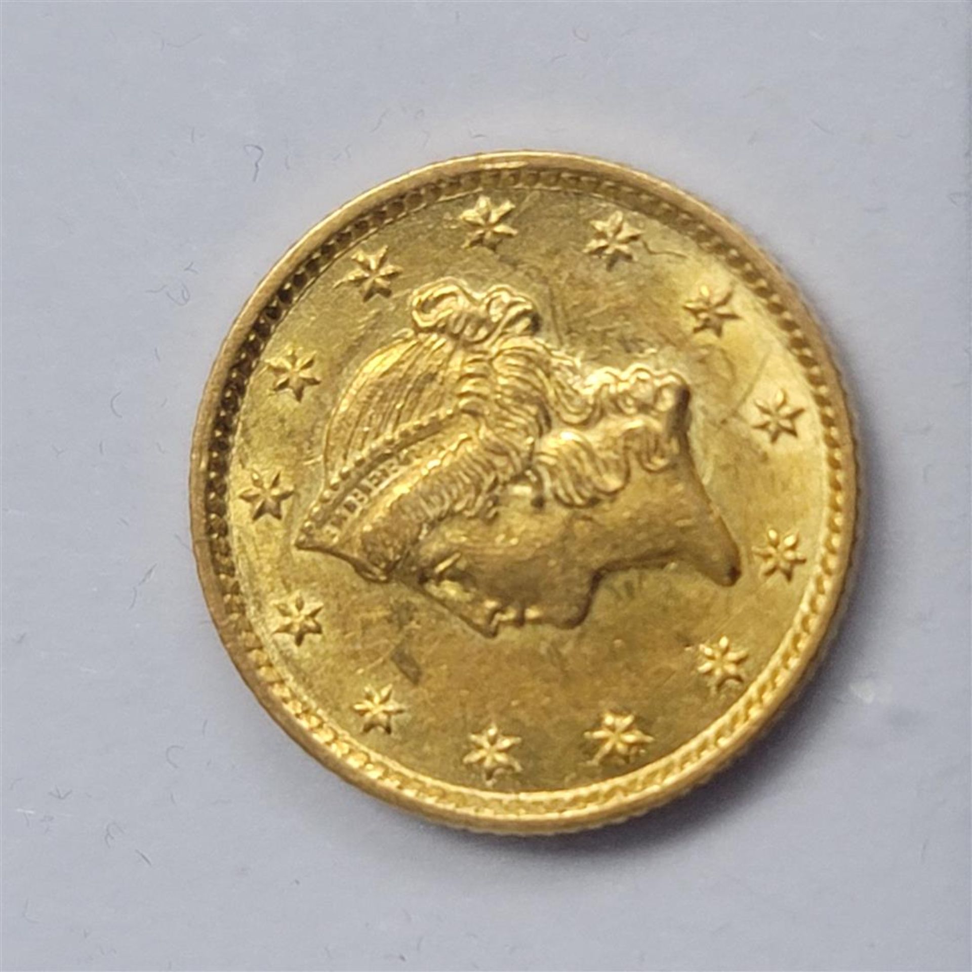 1854 $1 Gold Dollar Coin T-1 AU - Image 2 of 2