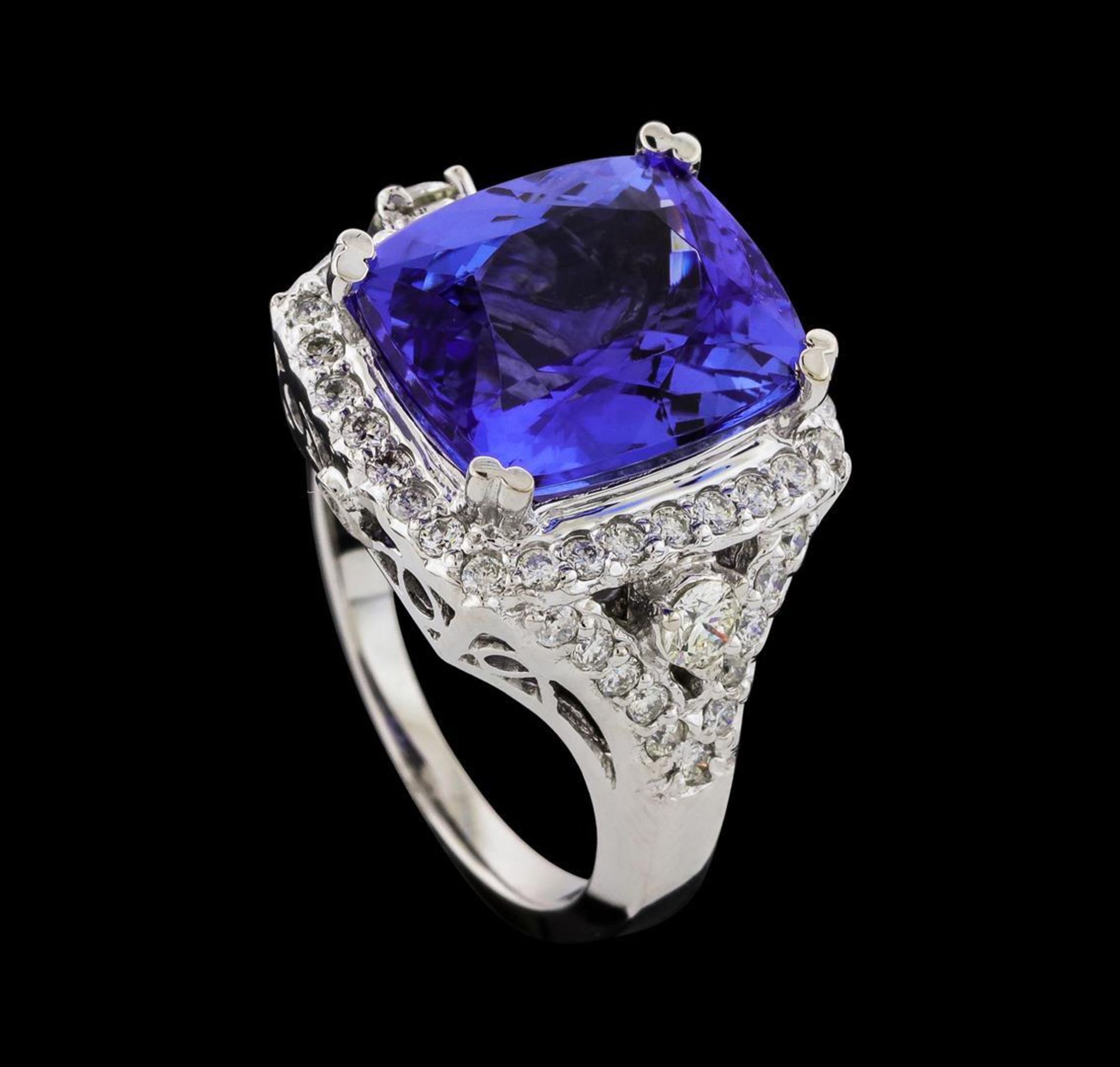 GIA Cert 8.38 ctw Tanzanite and Diamond Ring - 14KT White Gold - Image 4 of 6