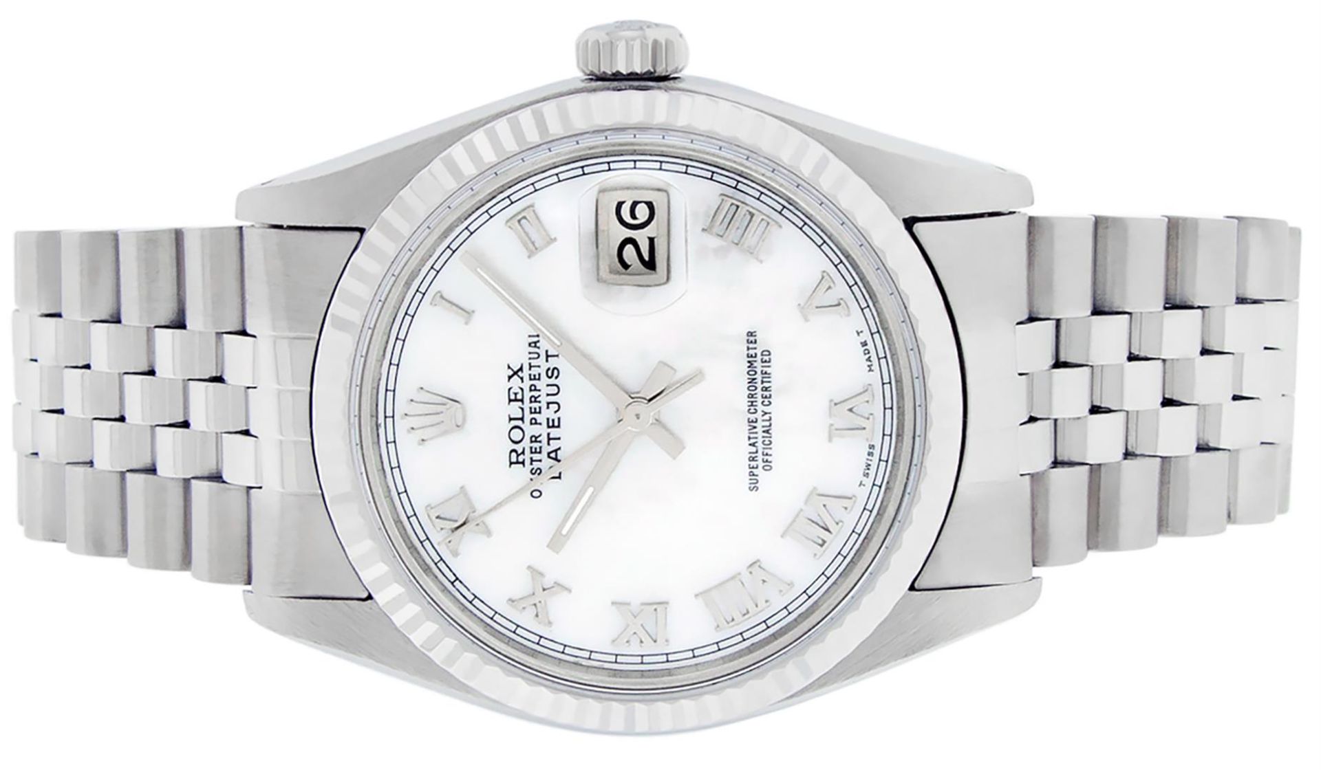 Rolex Mens Stainless Steel Mother Of Pearl Roman Datejust 36MM Wriswatch Datejus - Image 8 of 9