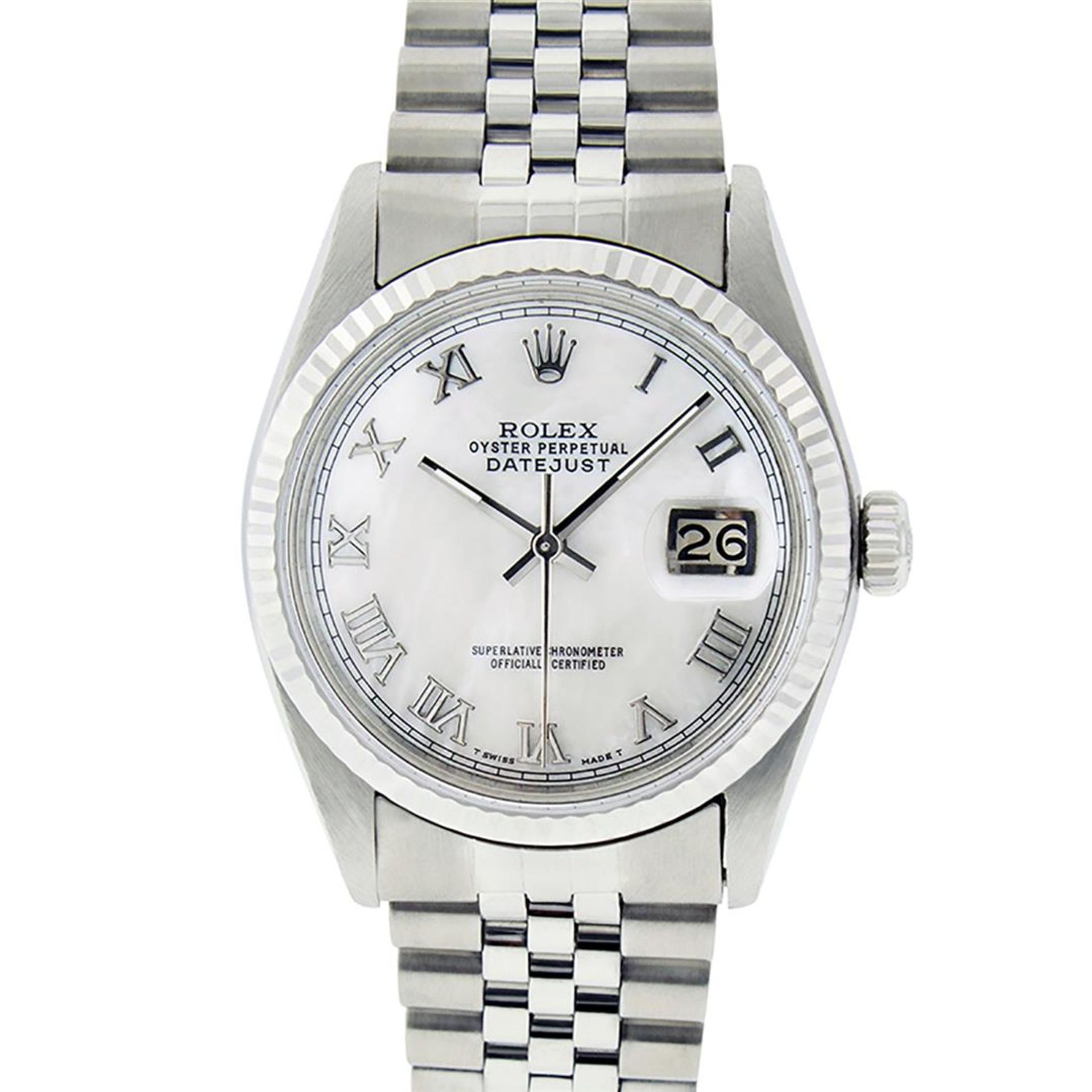 Rolex Mens Stainless Steel Mother Of Pearl Roman Datejust 36MM Wriswatch Datejus - Image 3 of 9