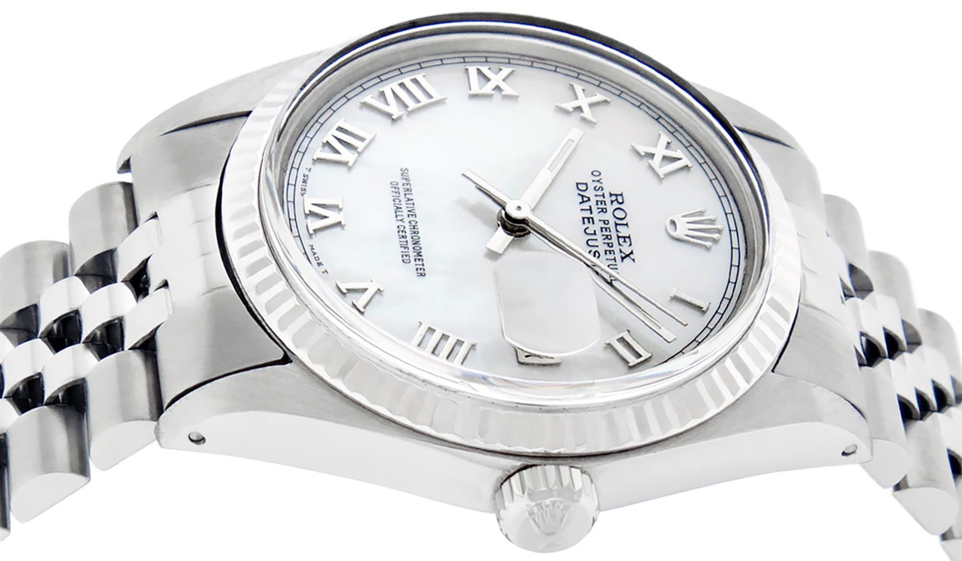 Rolex Mens Stainless Steel Mother Of Pearl Roman Datejust 36MM Wriswatch Datejus - Image 9 of 9