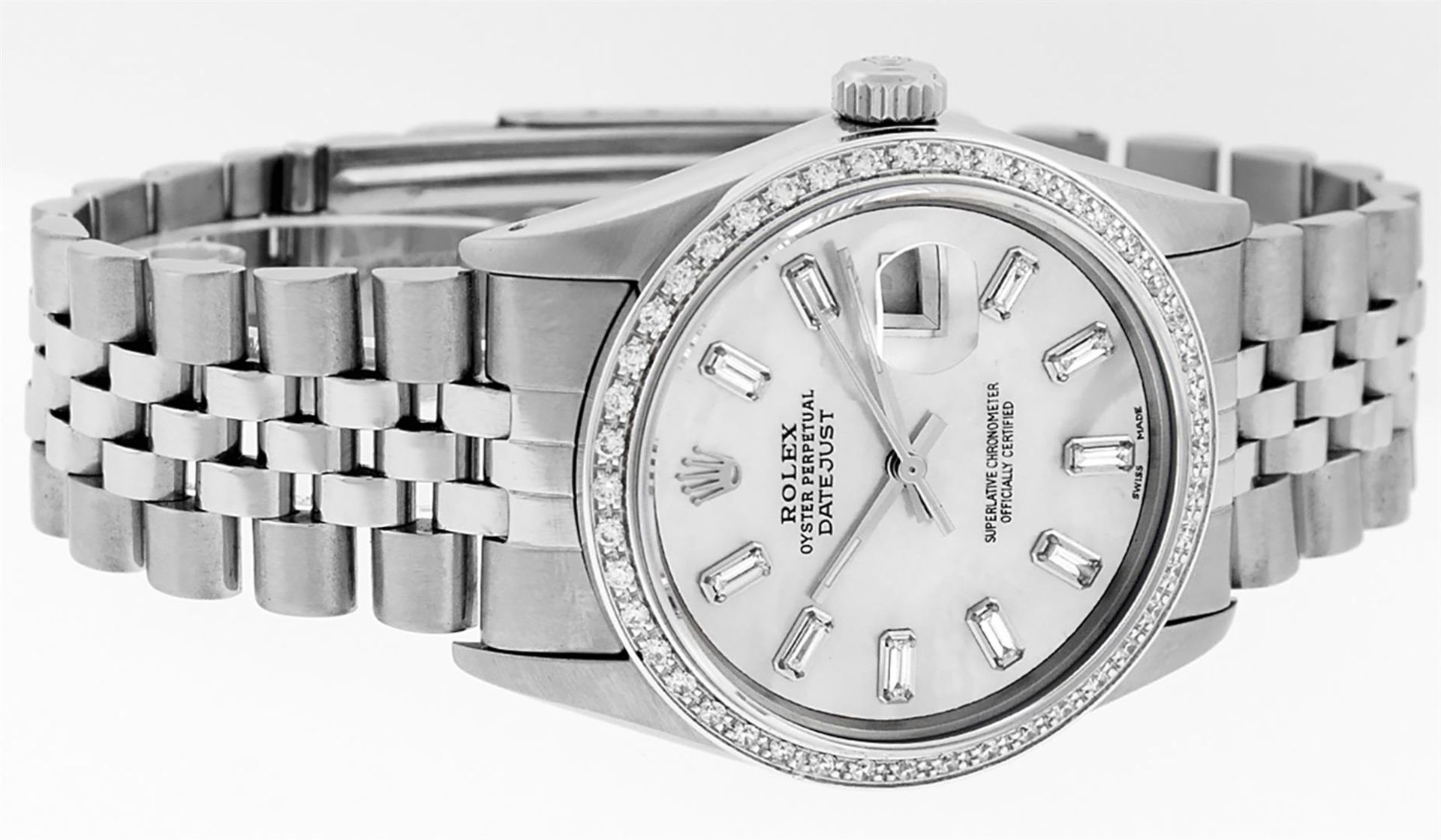 Rolex Mens Stainless Steel MOP Baguette Diamond 36MM Datejust Wristwatch - Image 3 of 9
