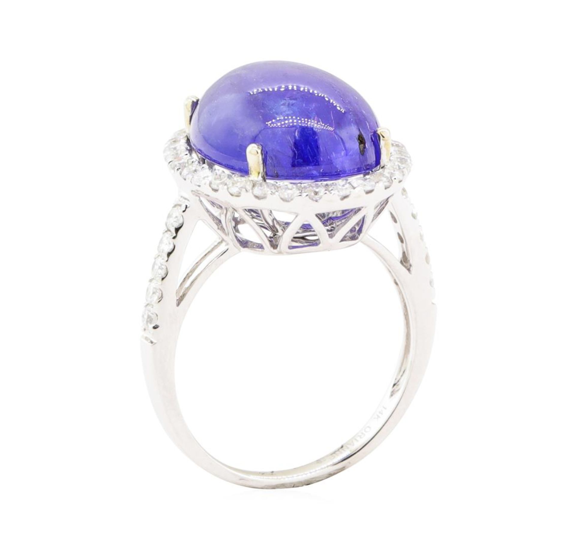 13.60 ctw Tanzanite And Diamond Ring - 14KT White Gold - Image 4 of 5