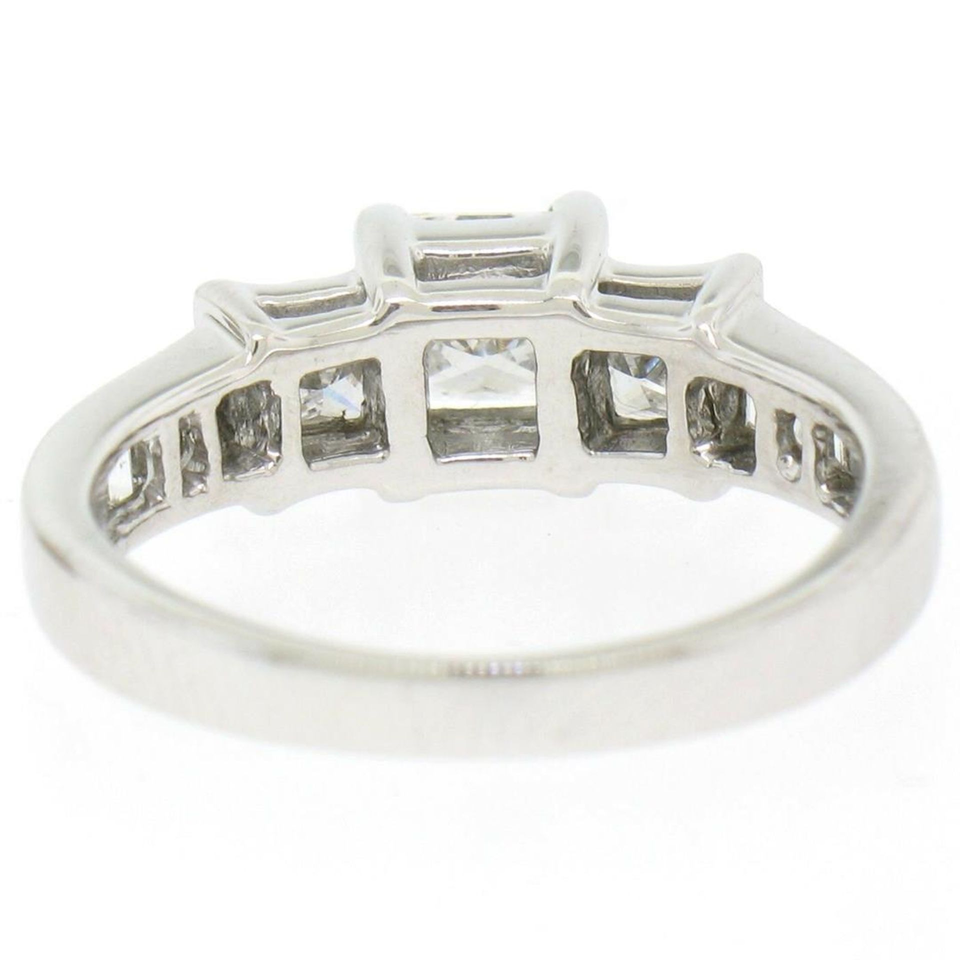 14k White Gold 1.45 ctw 3 Princess Diamond Engagement Ring w/ Baguette Accents - Image 18 of 18