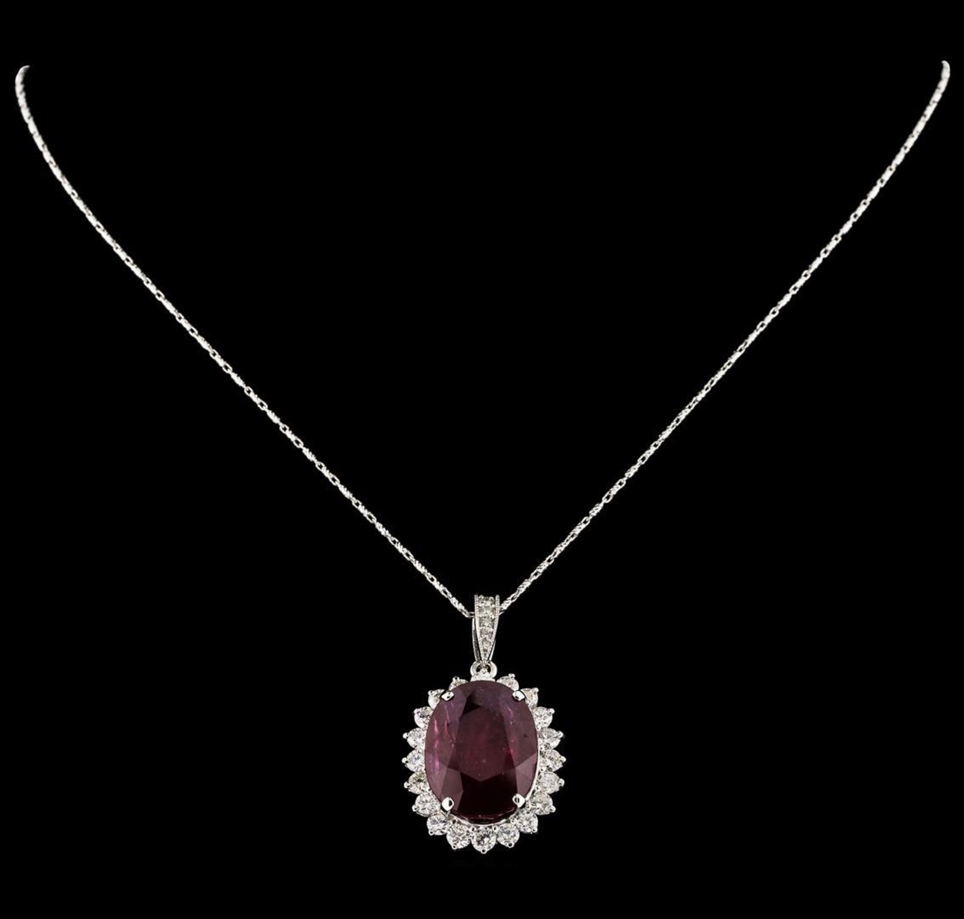18.81 ctw Ruby and Diamond Pendant With Chain - 14KT White Gold - Image 2 of 6