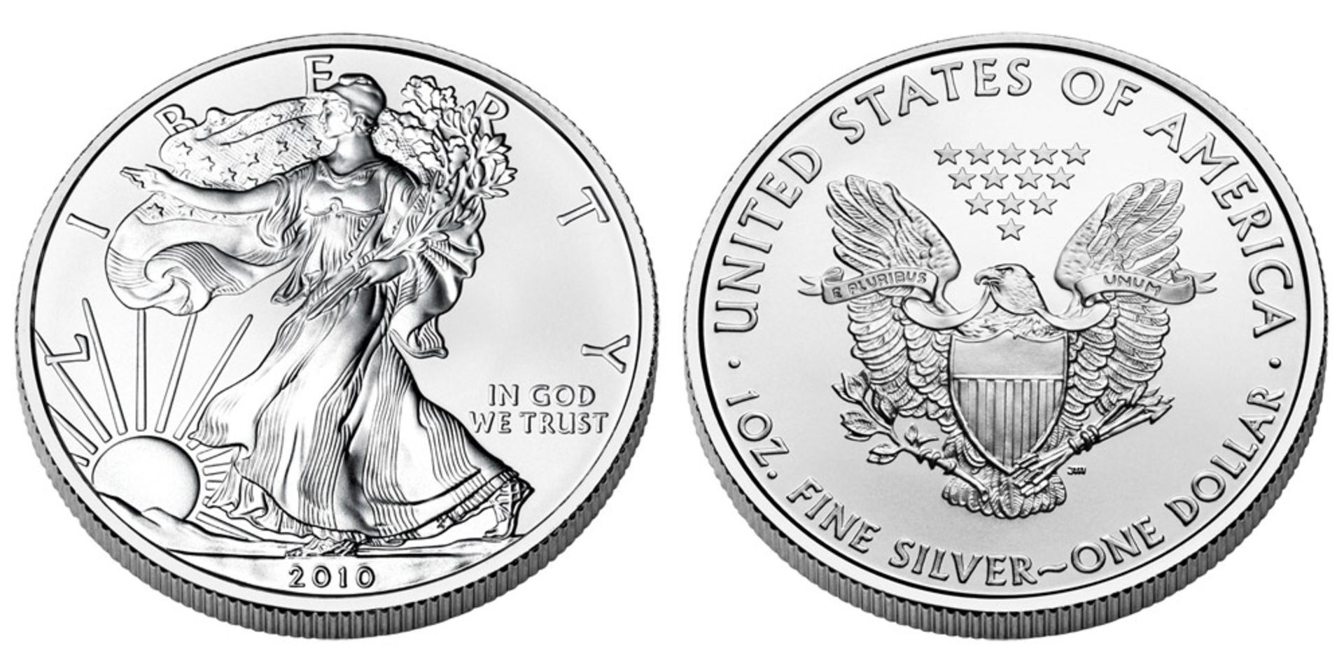 2010 American Silver Eagle .999 Fine Silver Dollar Coin - Image 2 of 2