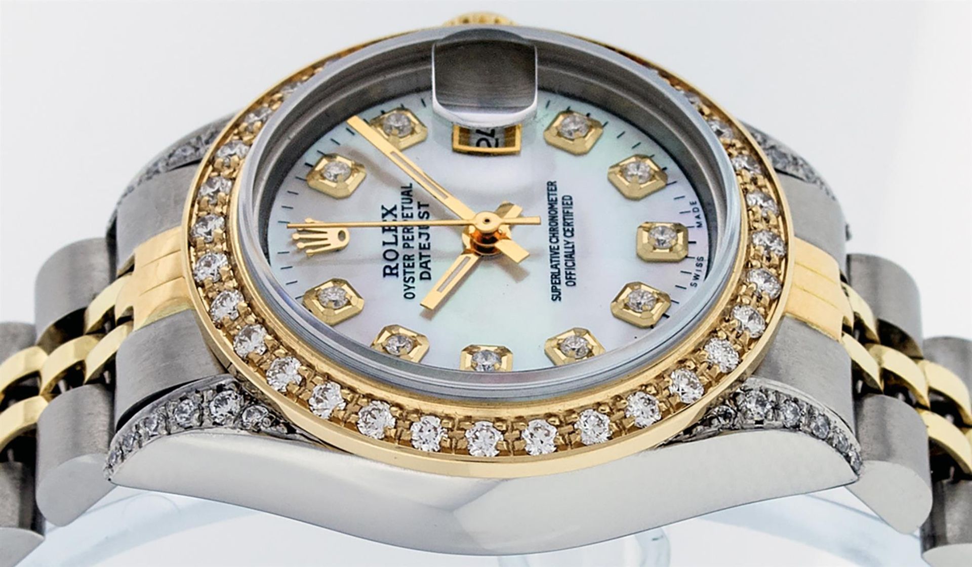 Rolex Ladies 2 Tone Quickset 18K MOP Diamond Lugs Datejust 26MM Wristwatch - Image 4 of 18