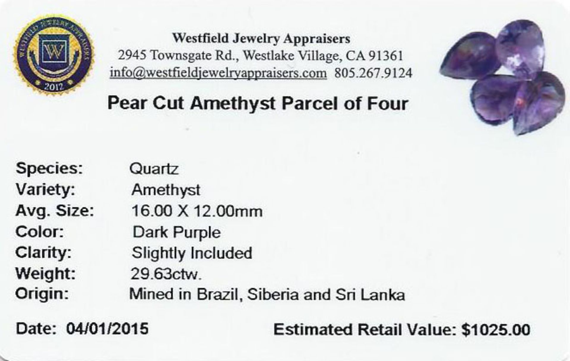 29.52 ctw Pear Mixed Amethyst Parcel - Image 3 of 4