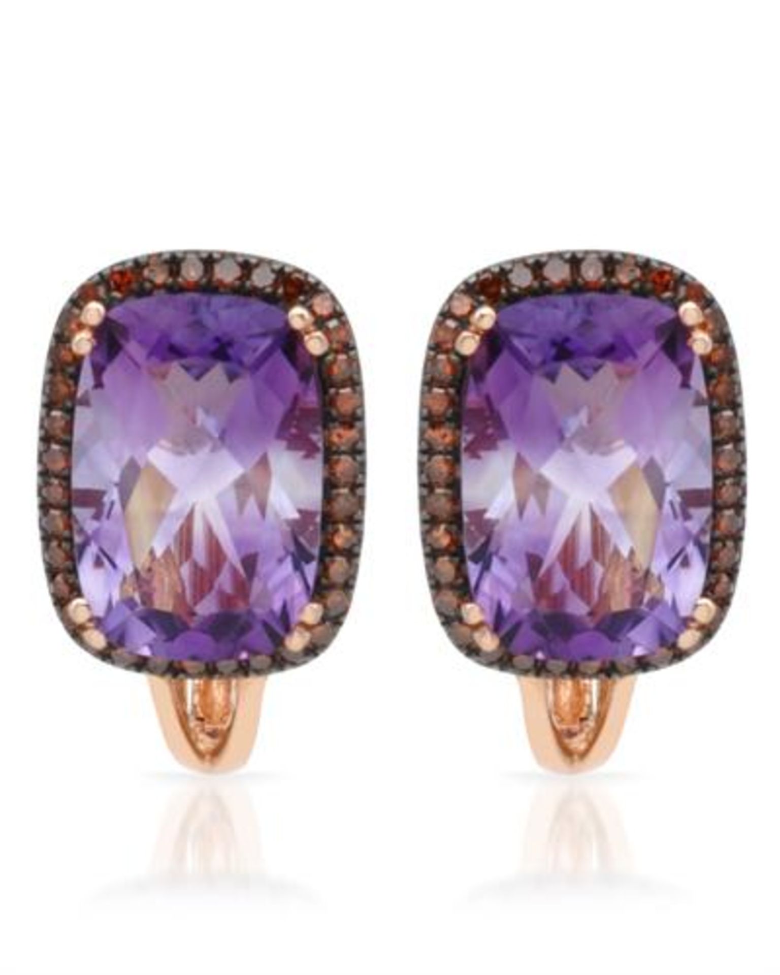 14k Rose Gold 7.10 ctw Amethys and Diamond Earrings - Image 2 of 2
