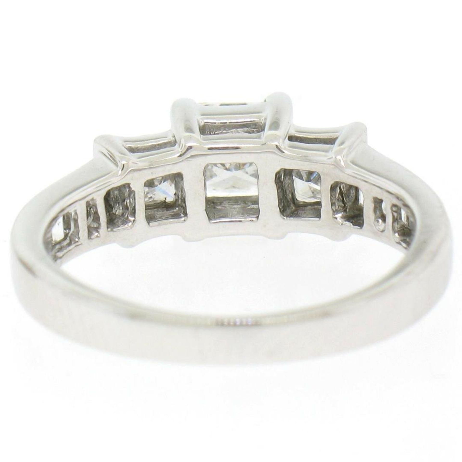 14k White Gold 1.45 ctw 3 Princess Diamond Engagement Ring w/ Baguette Accents - Image 17 of 18