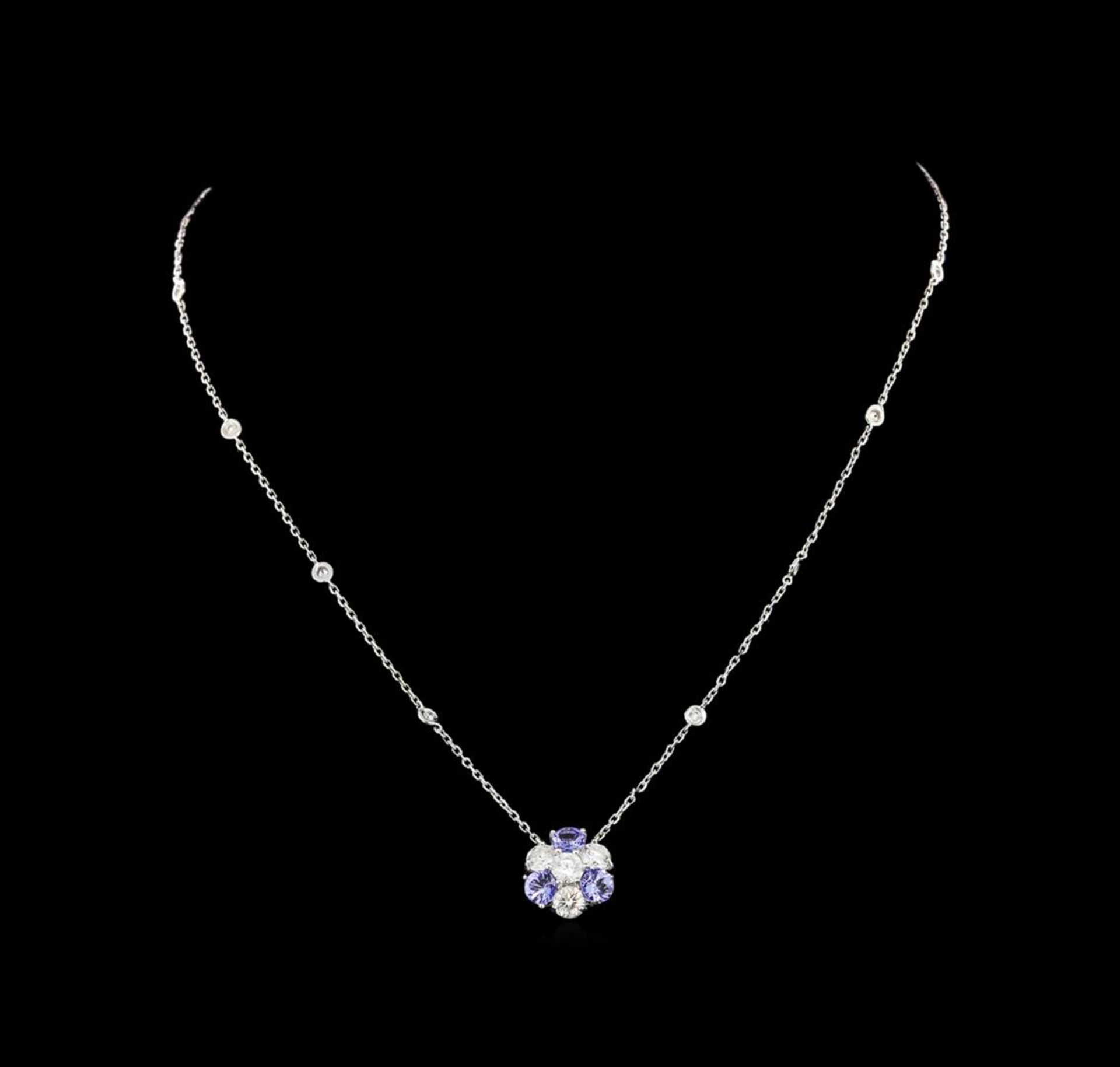 14KT White Gold 1.44 ctw Tanzanite and Diamond Necklace - Image 3 of 6