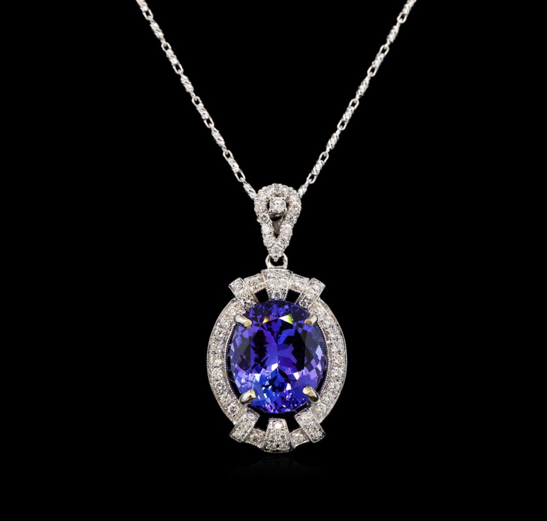 18KT White Gold 6.20 ctw Tanzanite and Diamond Pendant With Chain - Image 2 of 8