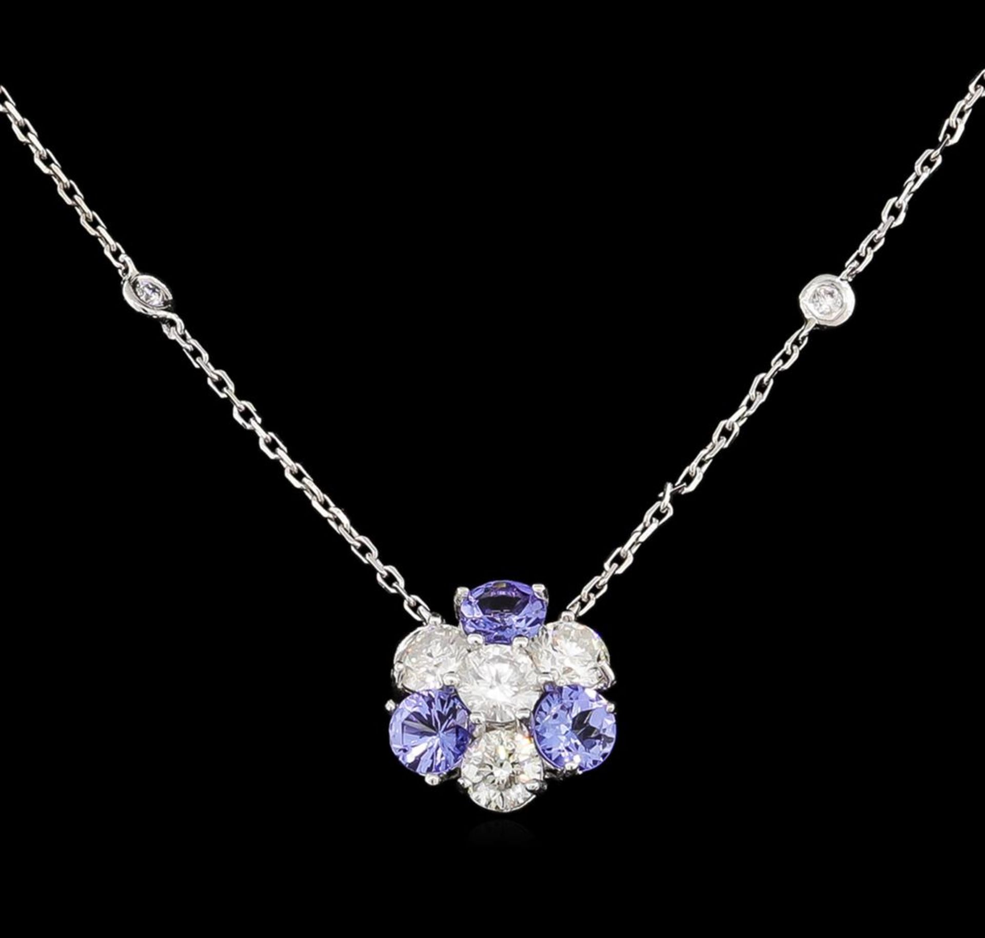 14KT White Gold 1.44 ctw Tanzanite and Diamond Necklace - Image 2 of 6