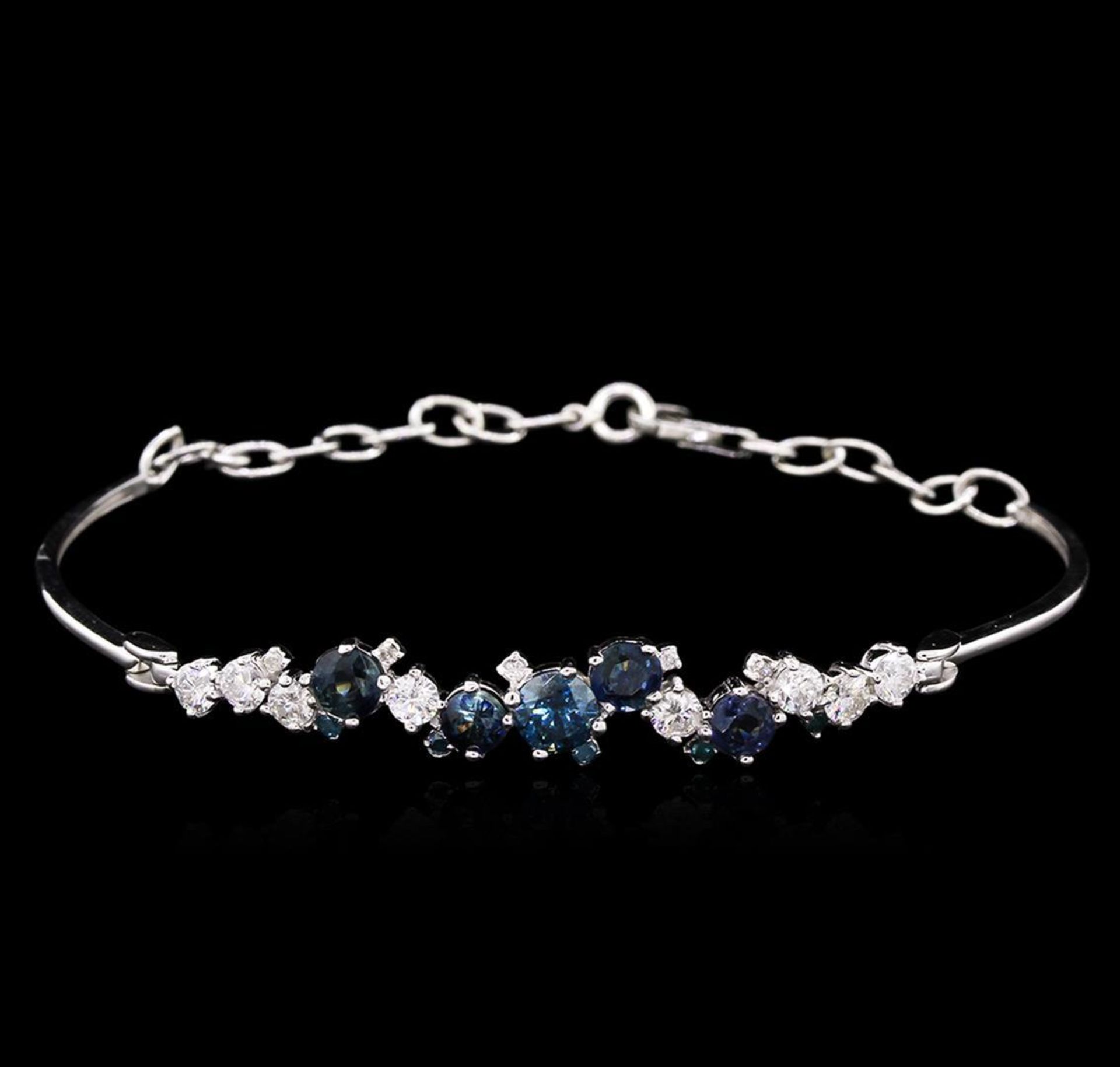 1.48 ctw Blue Sapphire and Diamond Bracelet - 14KT White Gold - Image 2 of 10