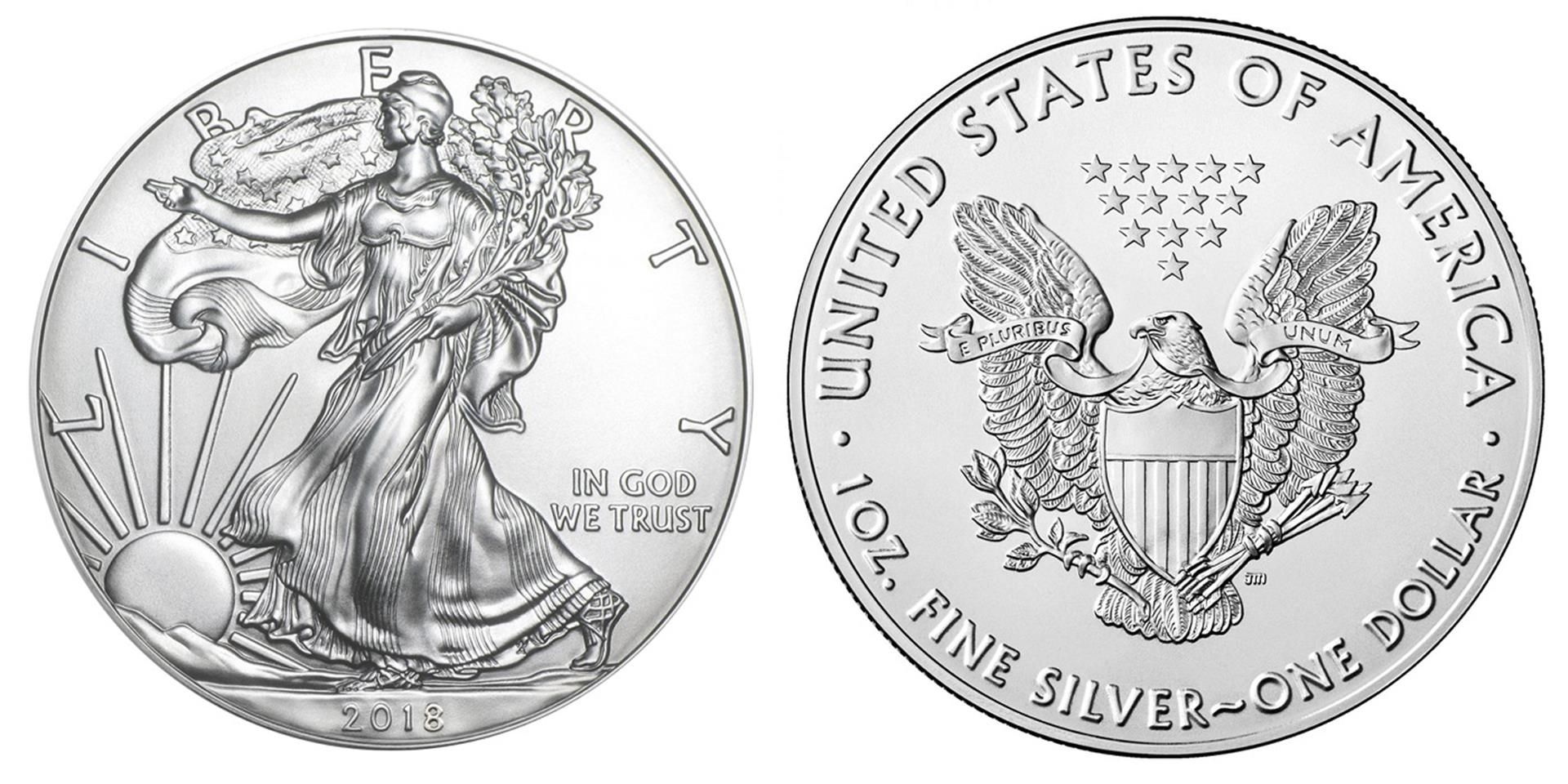2018 American Silver Eagle .999 Fine Silver Dollar Coin - Image 2 of 2