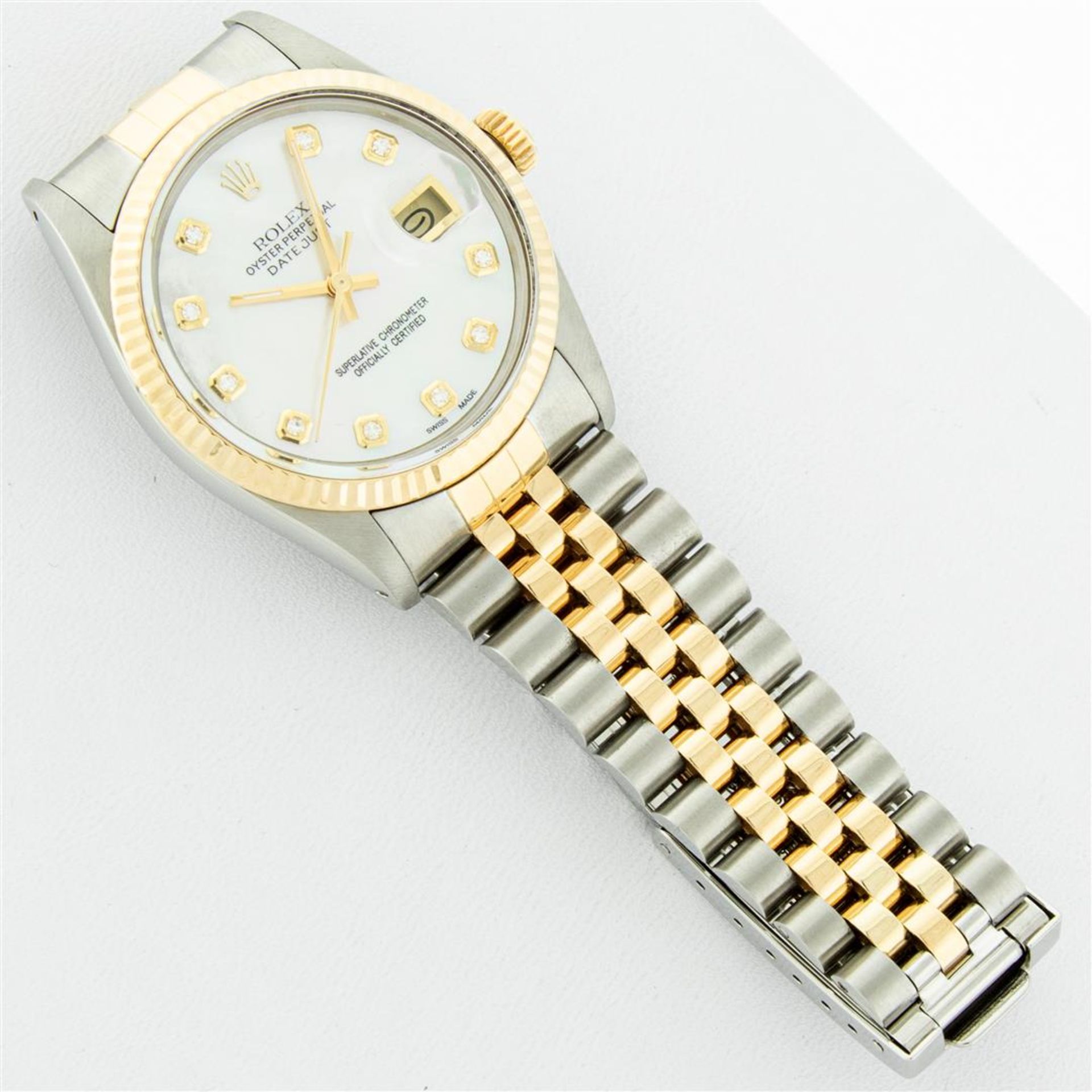 Rolex Mens 2 Tone Mother Of Pearl VS Diamond 36MM Datejust Wristwatch - Image 13 of 18