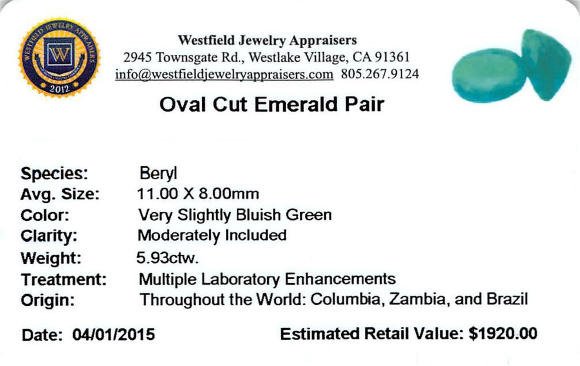 5.93 ctw Oval Mixed Emerald Parcel - Image 3 of 4