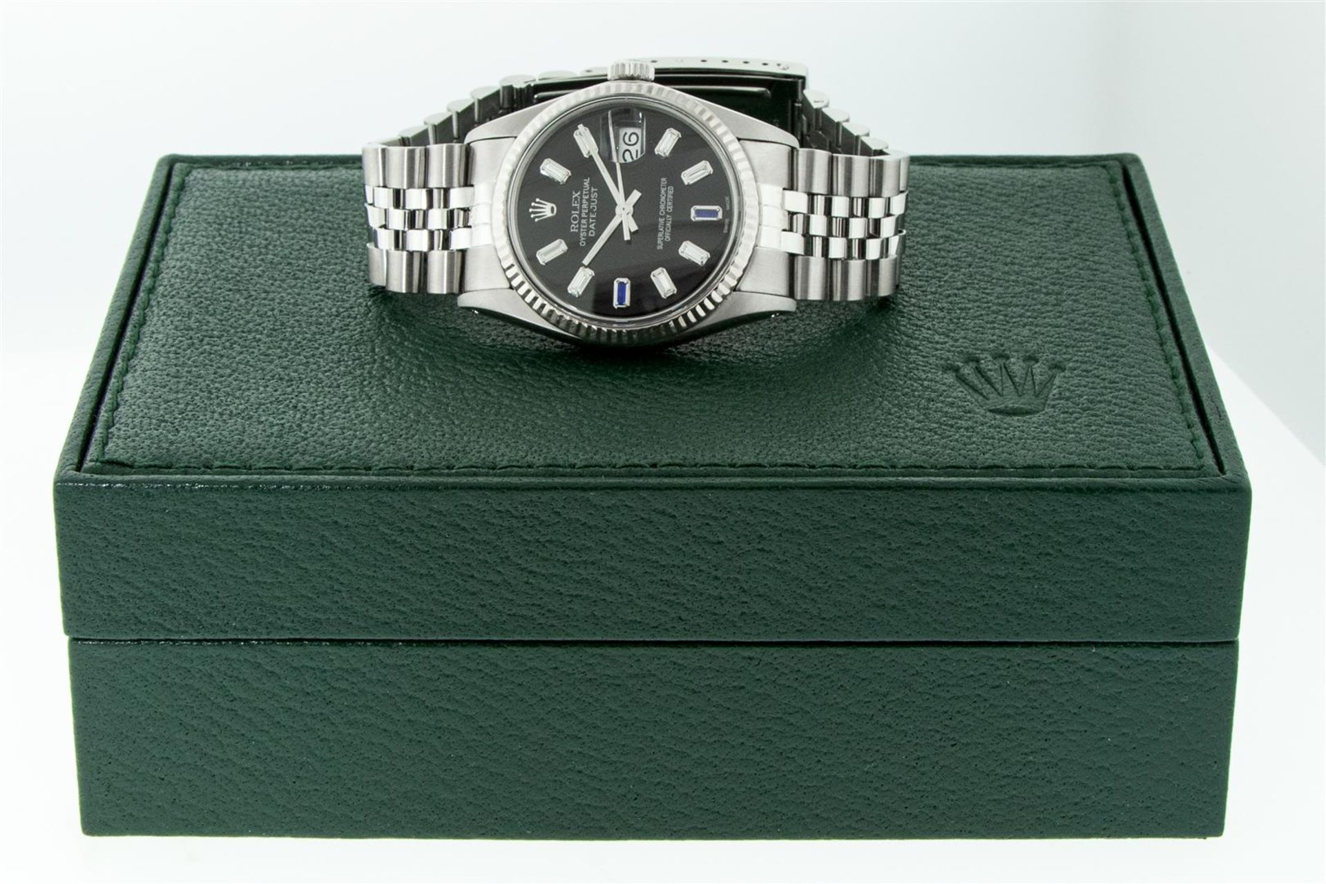 Rolex Mens Stainless Steel 36mm Black Diamond Dial Datejust Wristwatch - Image 4 of 14