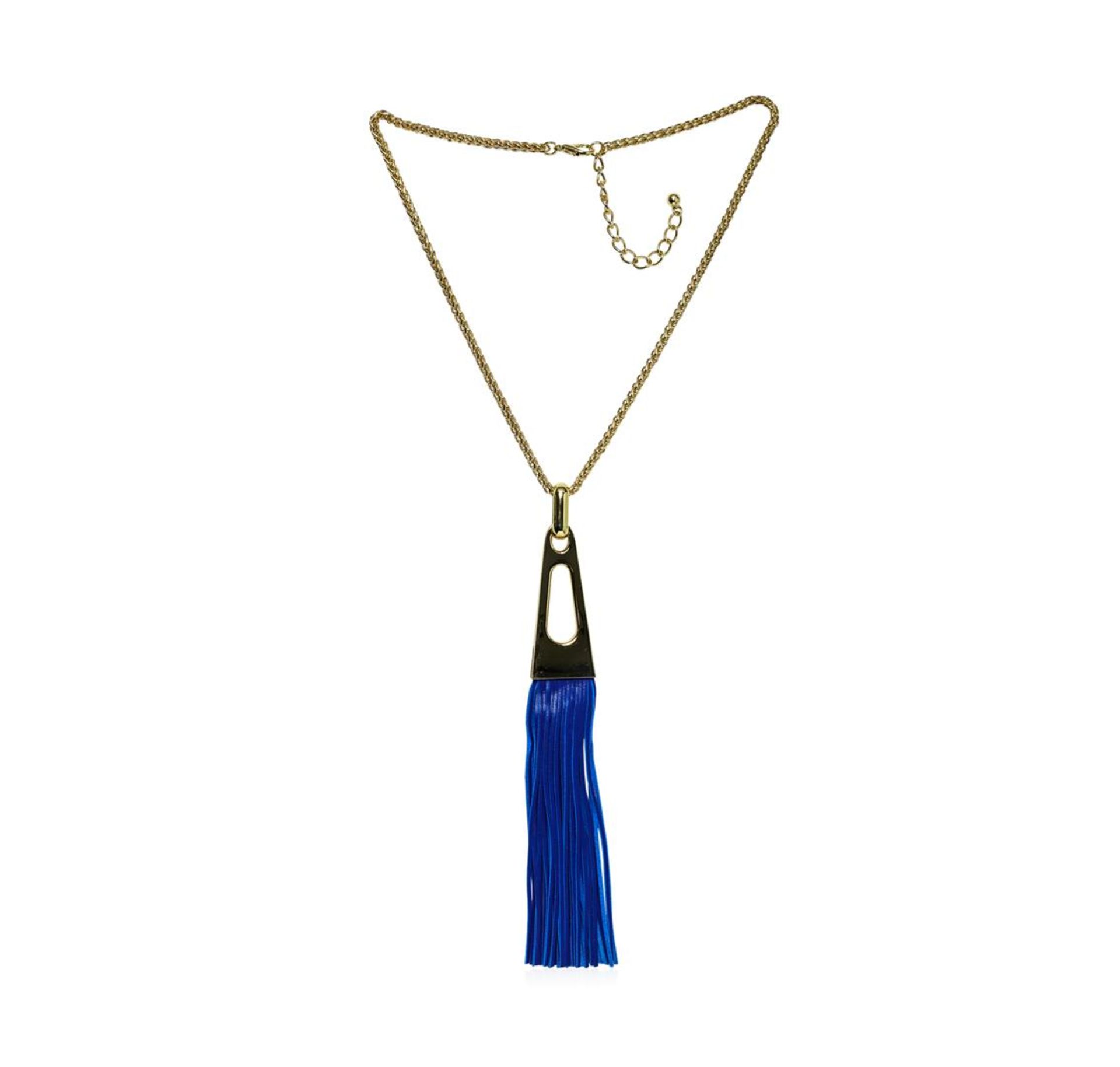 Leather Tassel Chain Necklace - Gold Plated - Image 3 of 4