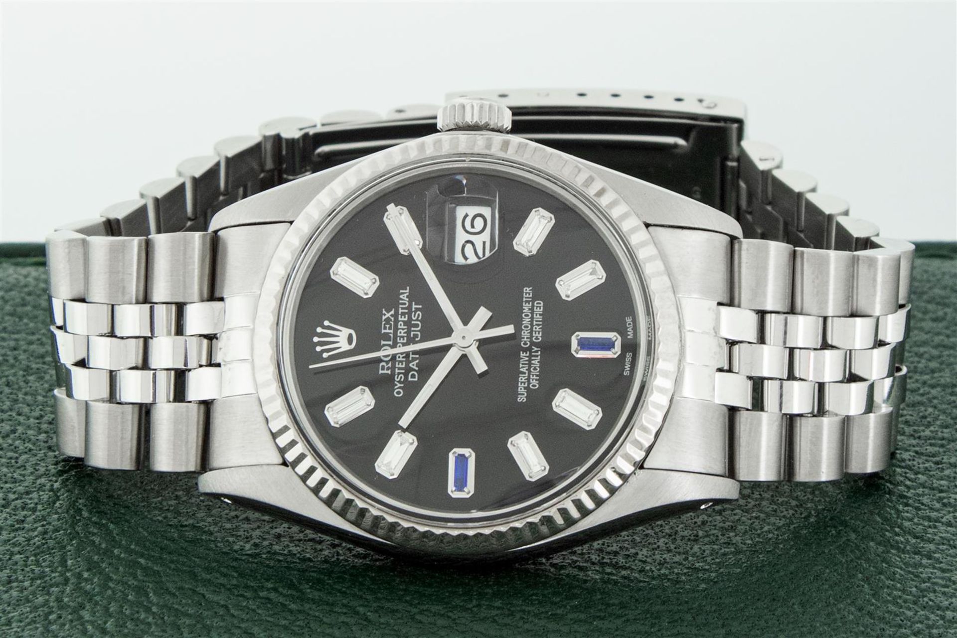 Rolex Mens Stainless Steel 36mm Black Diamond Dial Datejust Wristwatch - Image 5 of 14
