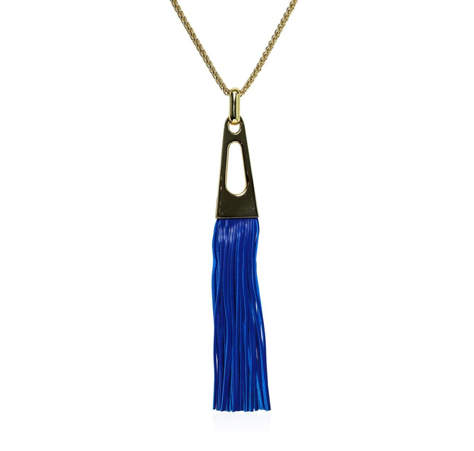 Leather Tassel Chain Necklace - Gold Plated - Image 2 of 4